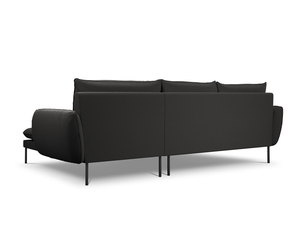 Vienna Boucle Ecksofa rechts 5 Sitzer 170cm in Black/Schwarz-Ascot präsentiert im Onlineshop von KAQTU Design AG. L-Sofa rechts ist von Cosmopolitan Design