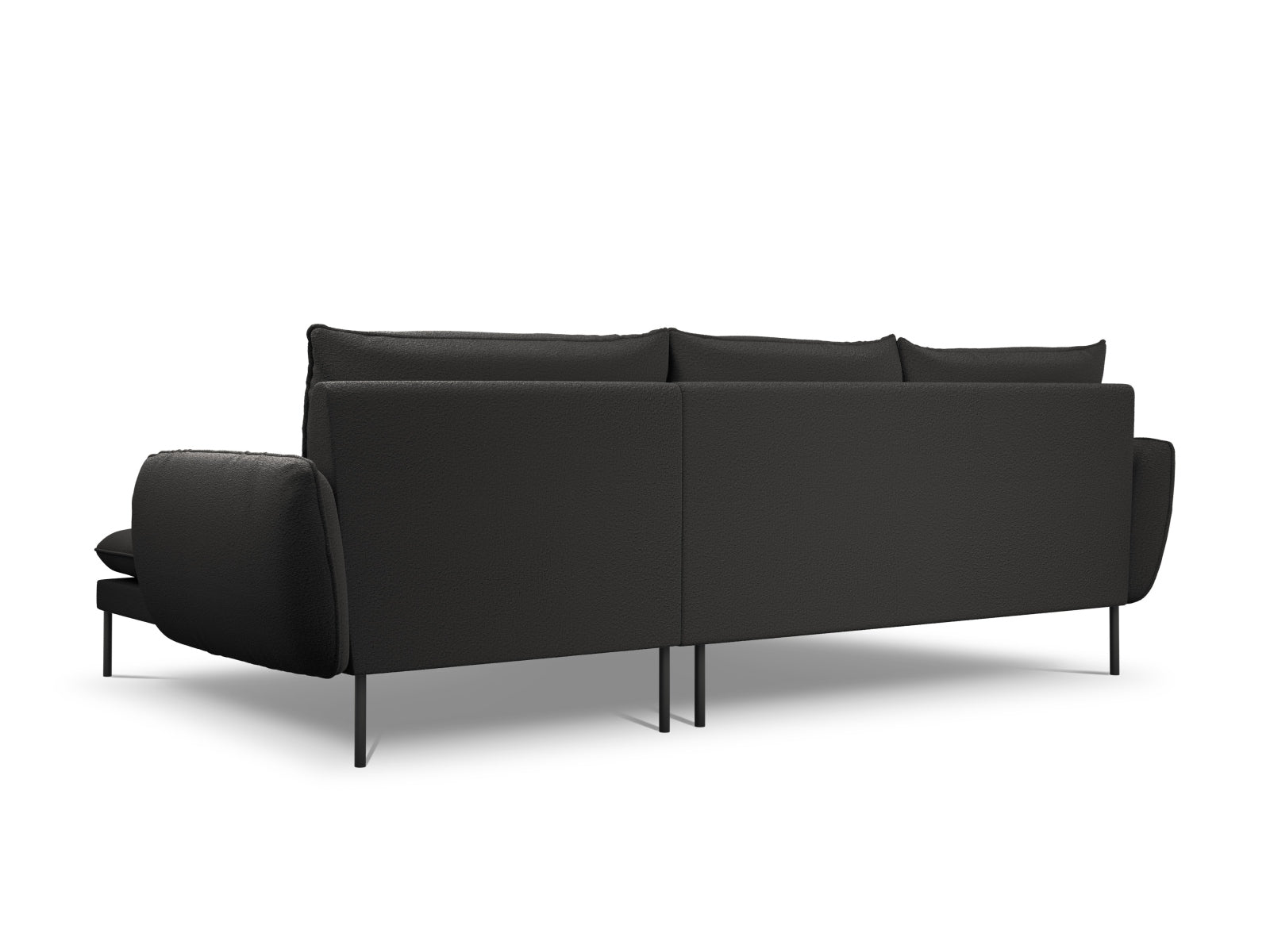 Vienna Boucle Ecksofa rechts 5 Sitzer 170cm in Black/Schwarz-Ascot präsentiert im Onlineshop von KAQTU Design AG. L-Sofa rechts ist von Cosmopolitan Design