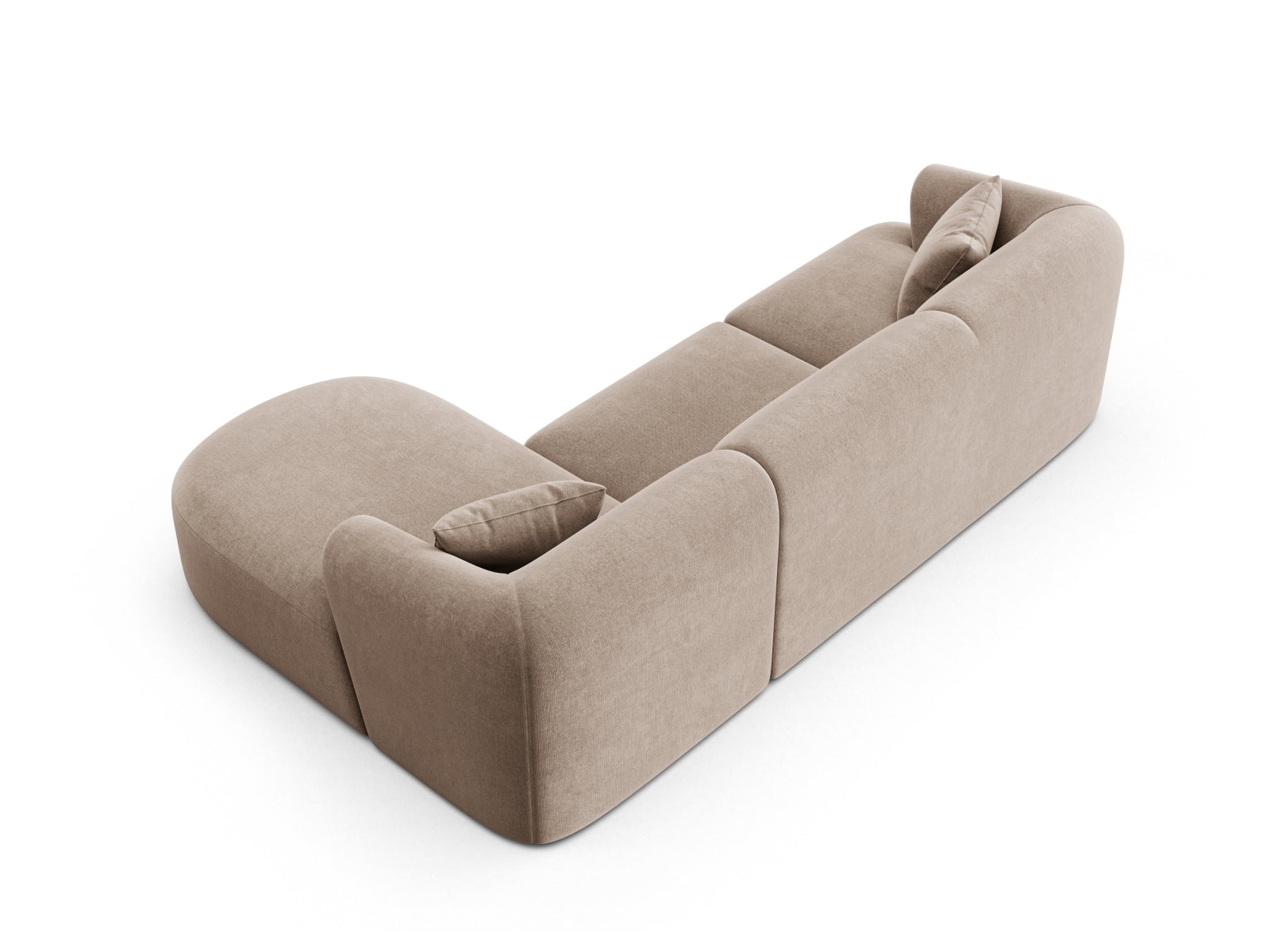 Modulares 4-Sitzer Ecksofa Campi in edlem Dunkelbeige, perfekt für moderne Wohnzimmer und gemütliche Abende mit Freunden.