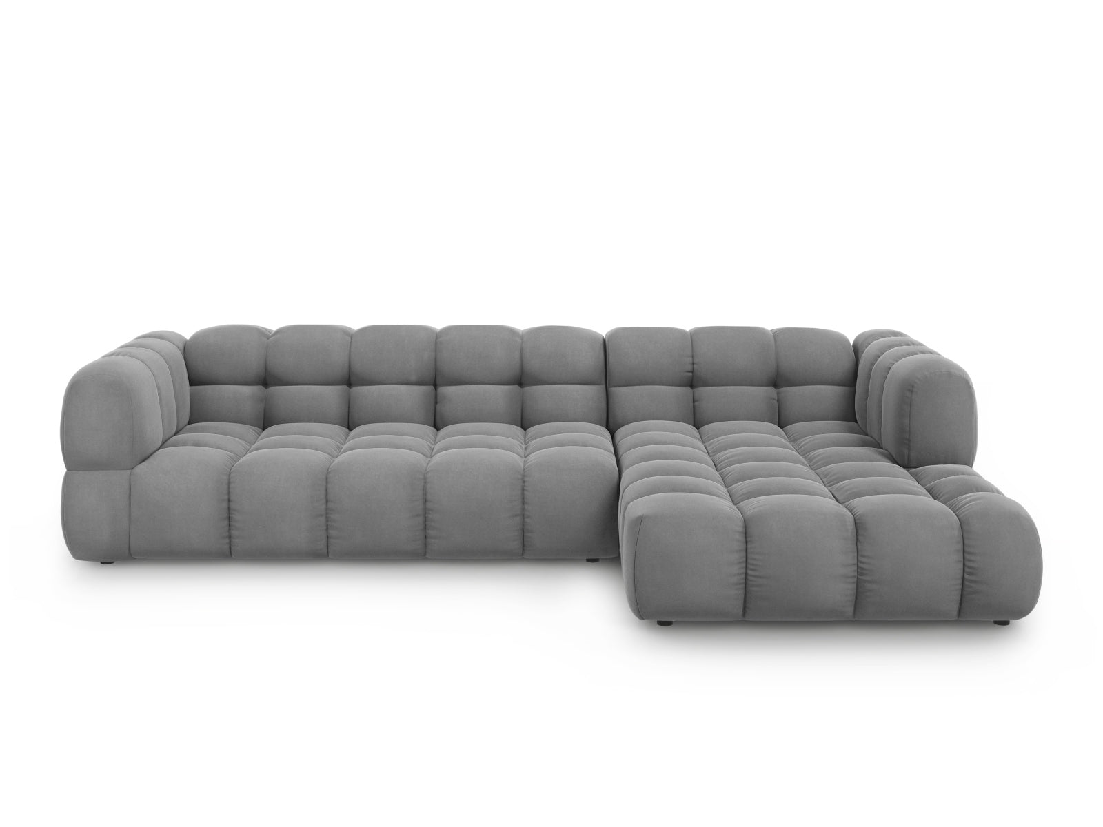 Sky Velour modulares Ecksofa rechts 4 Sitzer 162cm in Light Grey-Casino präsentiert im Onlineshop von KAQTU Design AG. L-Sofa rechts ist von Cosmopolitan Design