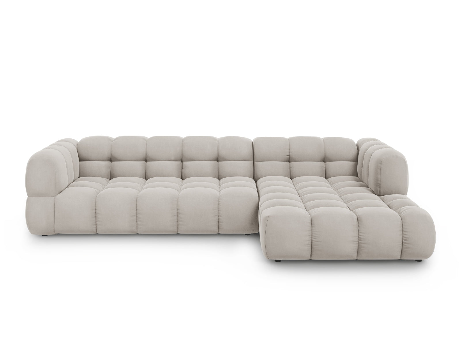 Sky Velour modulares Ecksofa rechts 4 Sitzer 162cm in Light Beige-Casino präsentiert im Onlineshop von KAQTU Design AG. L-Sofa rechts ist von Cosmopolitan Design