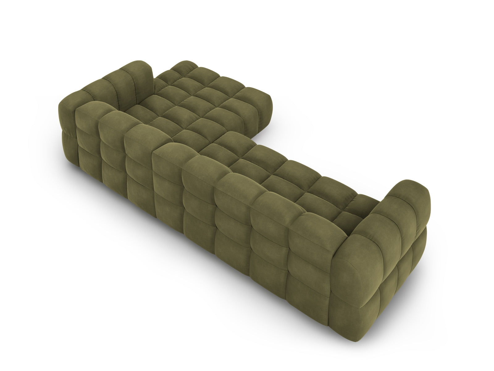 Elegantes modulares Ecksofa in sanftem Hellgrün, ideal für moderne Wohnräume und vielseitige Einrichtungsmöglichkeiten.