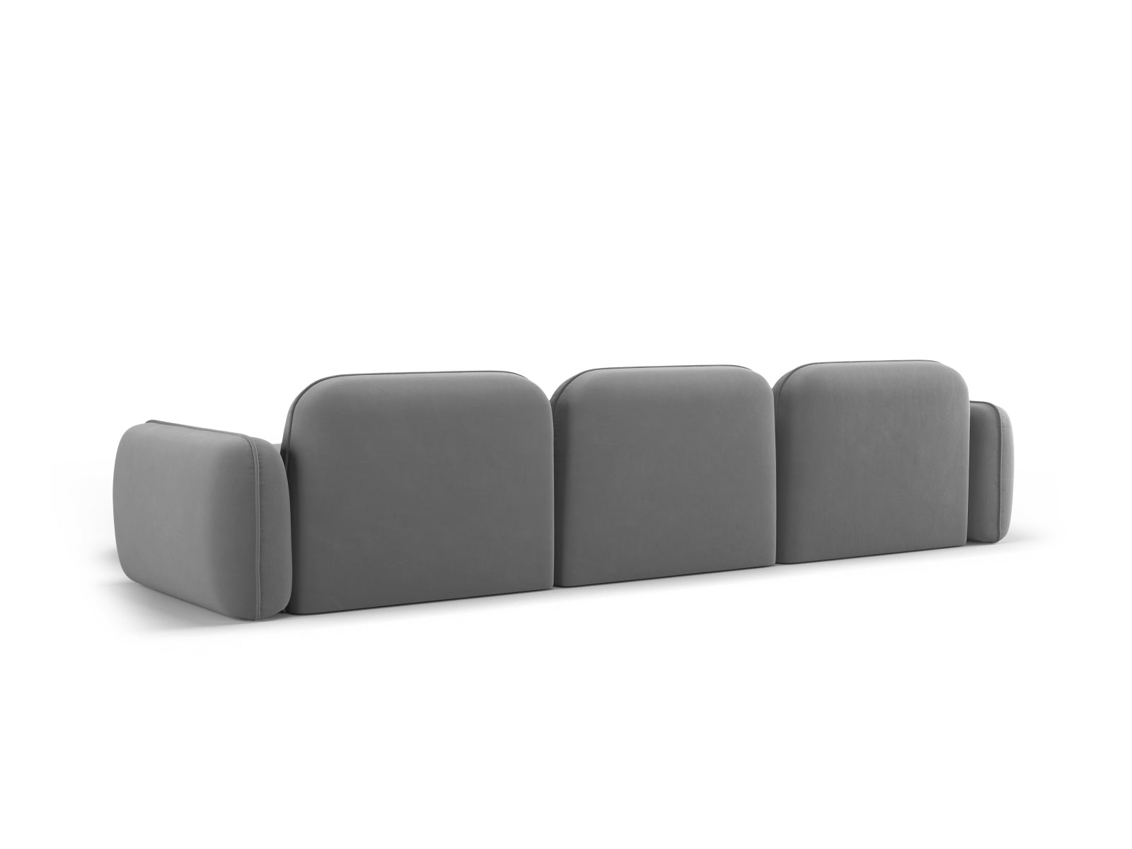 Elegantes Sydney Velour Ecksofa in sanftem Grau, ideal für stilvolle Wohnräume und gemütliche Abende mit Freunden.