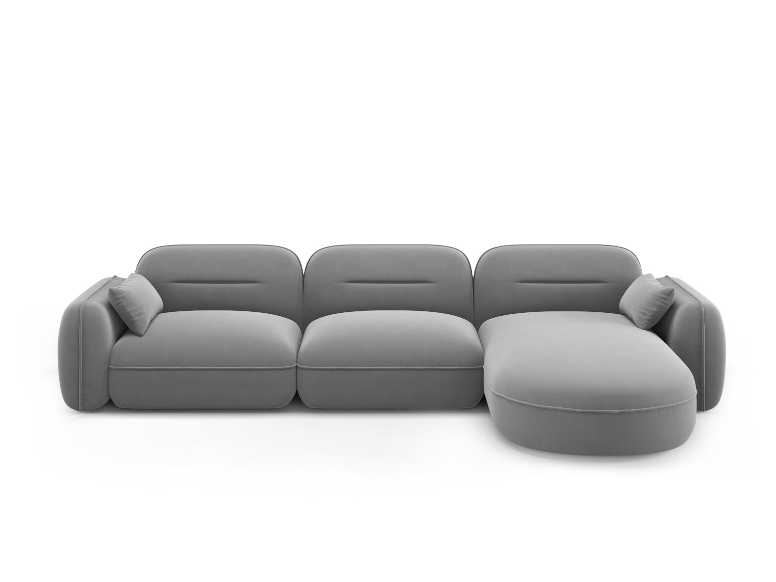 Sydney Velour Modular Ecksofa rechts 4 Sitzer in Light Grey präsentiert im Onlineshop von KAQTU Design AG. Ecksofa rechts ist von Cosmopolitan Design