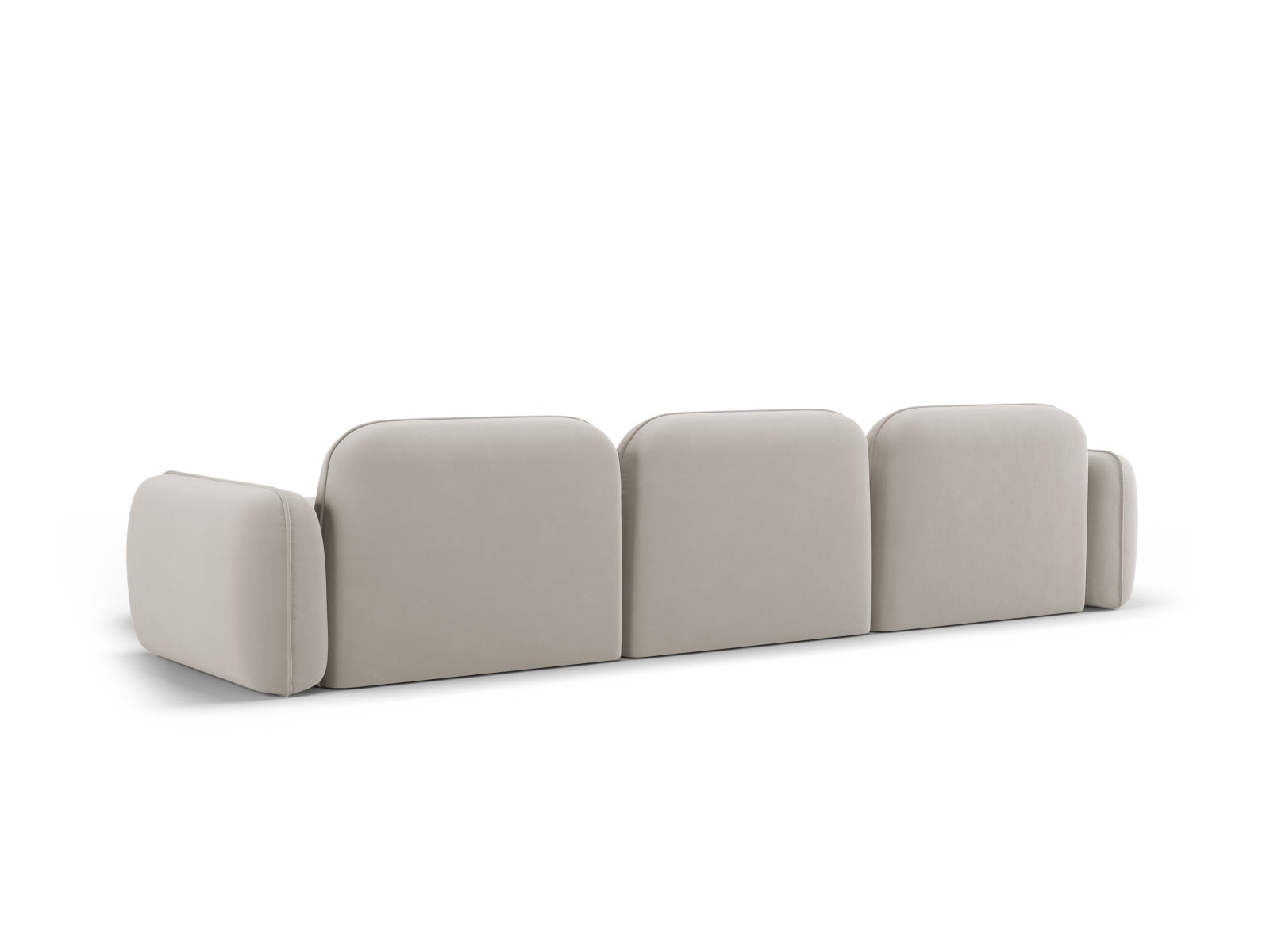 Elegantes Sydney Velour Ecksofa in hellem Beige, perfekt für moderne Wohnräume. Bietet großzügigen Platz und einladenden Komfort.