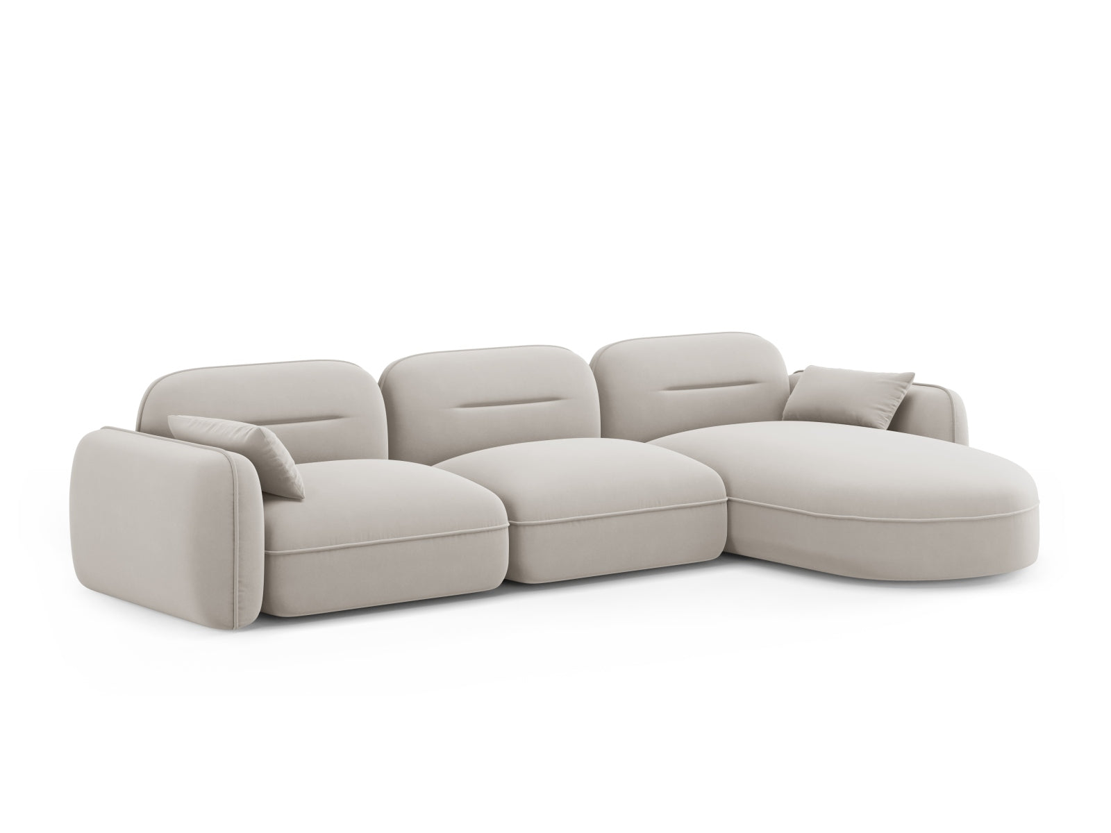 Erleben Sie das Sydney Velour Modular Ecksofa rechts von Cosmopolitan Design – ein stilvolles 4-Sitzer Sofa, das Komfort und Eleganz perfekt kombiniert.