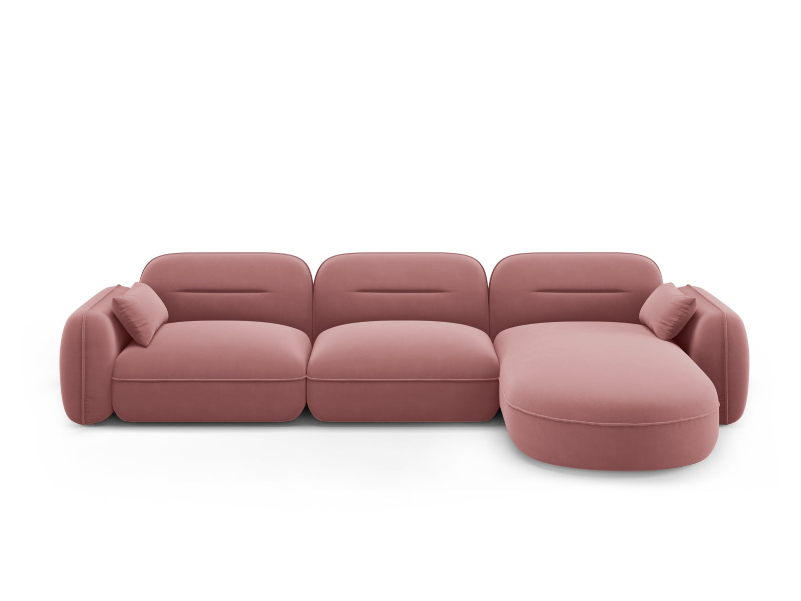 Sydney Velour Modular Ecksofa rechts 4 Sitzer in Flamingo präsentiert im Onlineshop von KAQTU Design AG. Ecksofa rechts ist von Cosmopolitan Design