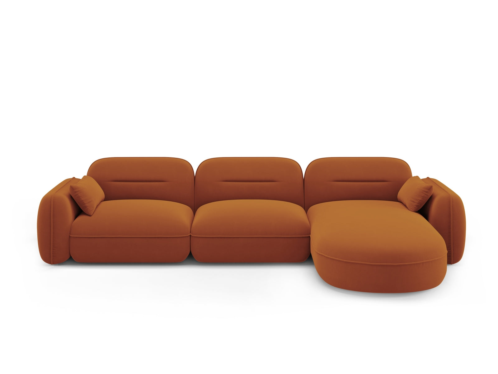 Sydney Velour Modular Ecksofa rechts 4 Sitzer in Terracotta-Casino präsentiert im Onlineshop von KAQTU Design AG. L-Sofa rechts ist von Cosmopolitan Design