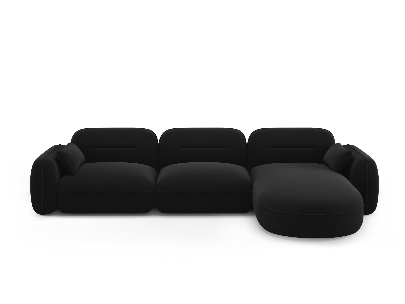 Sydney Velour Modular Ecksofa rechts 4 Sitzer in Black präsentiert im Onlineshop von KAQTU Design AG. Ecksofa rechts ist von Cosmopolitan Design