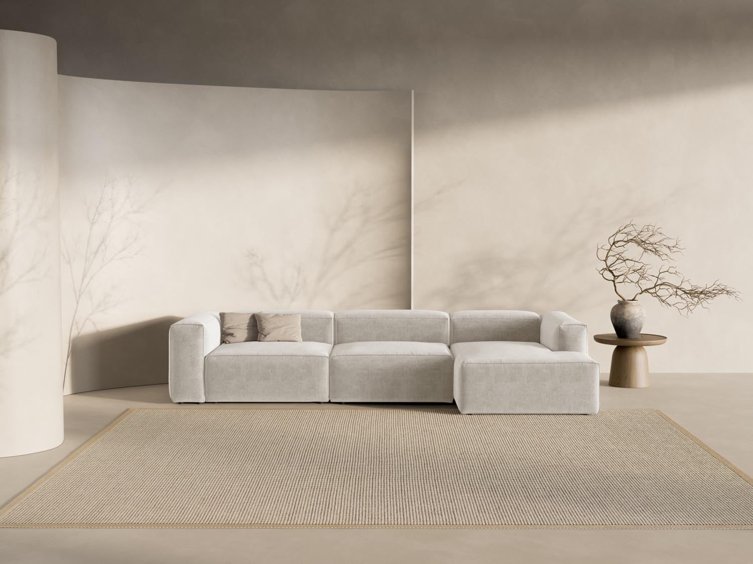 Entdecken Sie das elegante Bergamo Modular Ecksofa rechts 4 Sitzer von Cosmopolitan Design – perfekt für Ihr modernes Wohnzimmer und gemütliche Abende!