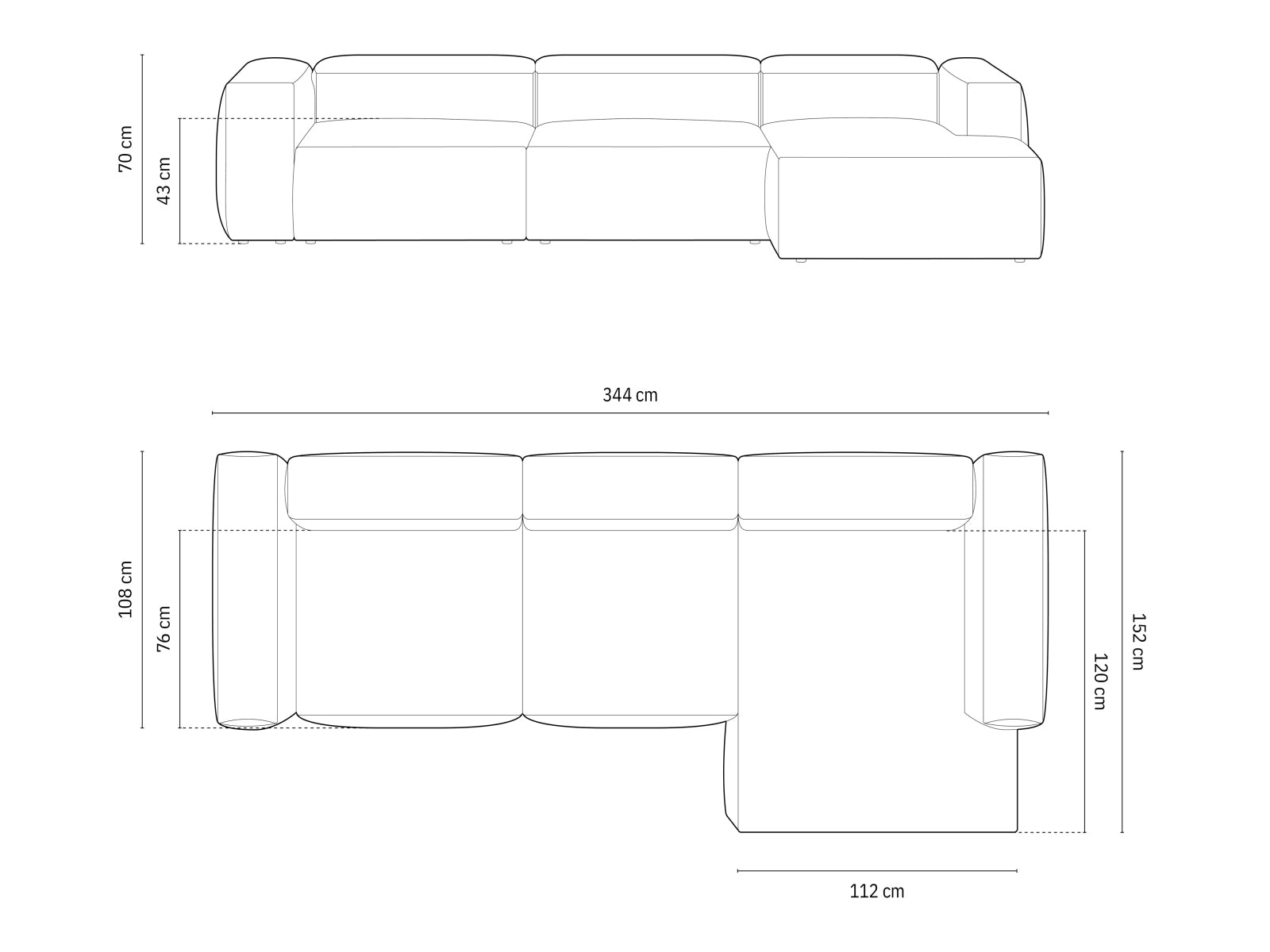 Bergamo Modular Ecksofa rechts 4 Sitzer in Brick-Liberty präsentiert im Onlineshop von KAQTU Design AG. Ecksofa rechts ist von Cosmopolitan Design