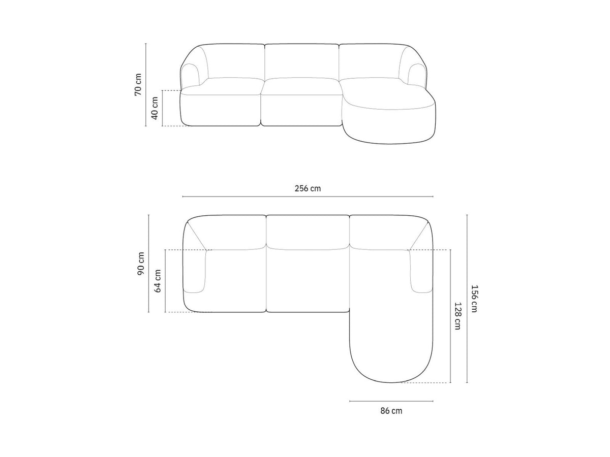 4-Sitzer Ecksofa rechts Campi in Black-Lincoln D präsentiert im Onlineshop von KAQTU Design AG. Ecksofa rechts ist von Cosmopolitan Design