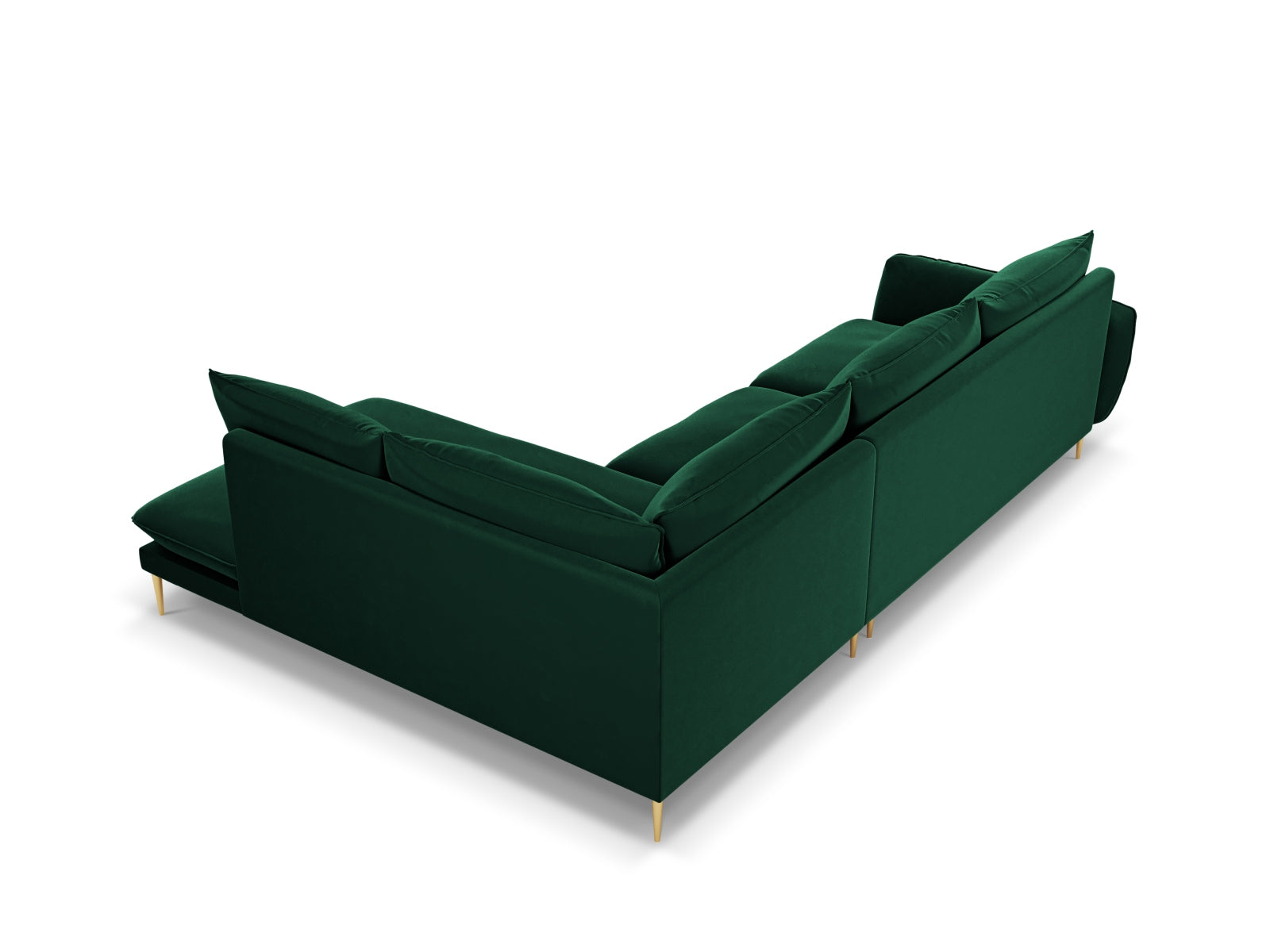 Vienna Velour Ecksofa rechts 6 Sitzer 185cm in Bottle Green/Gold-Bluvel präsentiert im Onlineshop von KAQTU Design AG. Ecksofa rechts ist von Cosmopolitan Design