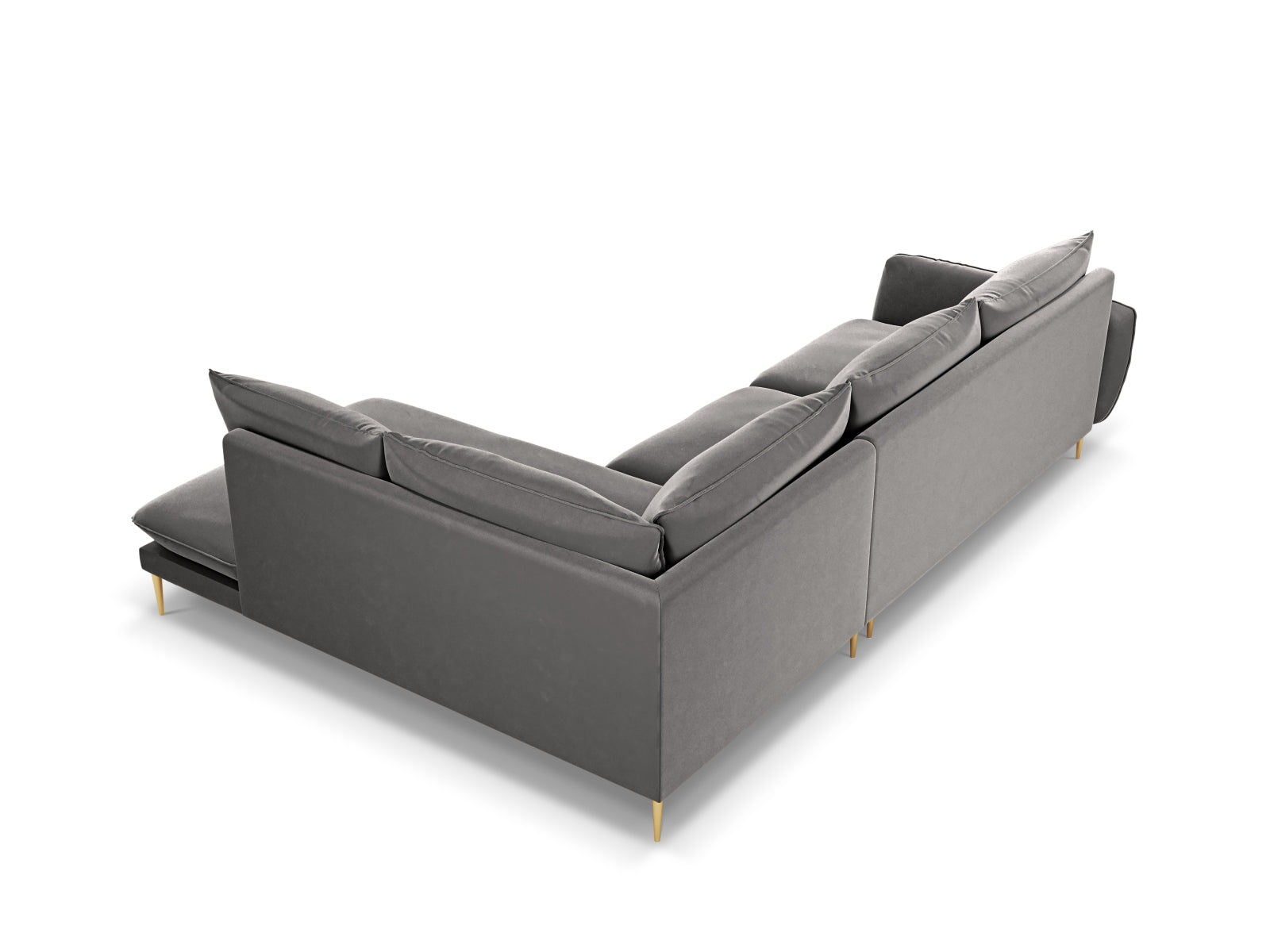 Vienna Velour Ecksofa rechts 6 Sitzer 185cm in Light Grey/Gold-Bluvel präsentiert im Onlineshop von KAQTU Design AG. Ecksofa rechts ist von Cosmopolitan Design