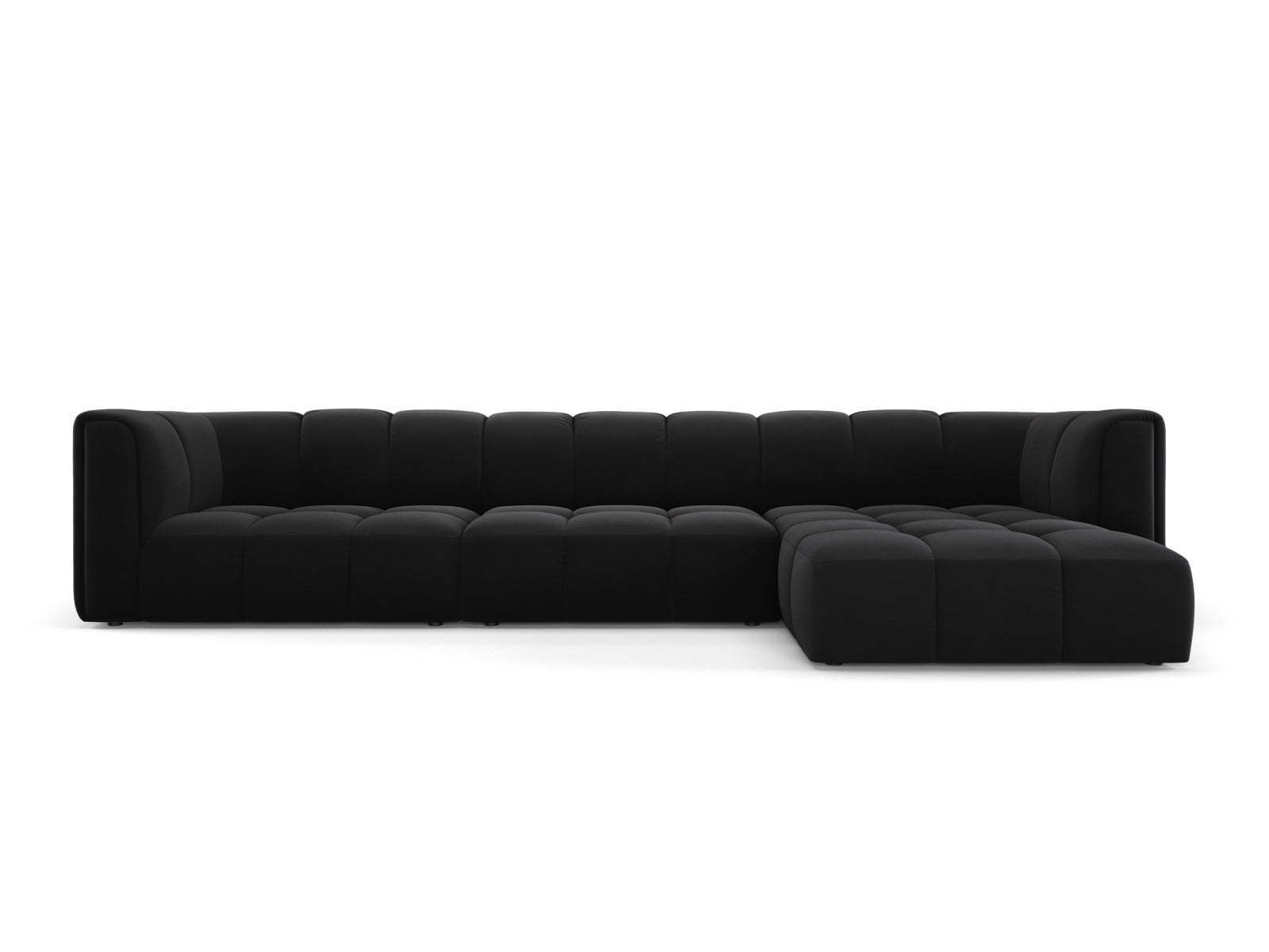 5-Sitzer Modular Ecksofa rechts Moritz in Black-Bluvel präsentiert im Onlineshop von KAQTU Design AG. Ecksofa rechts ist von Cosmopolitan Design