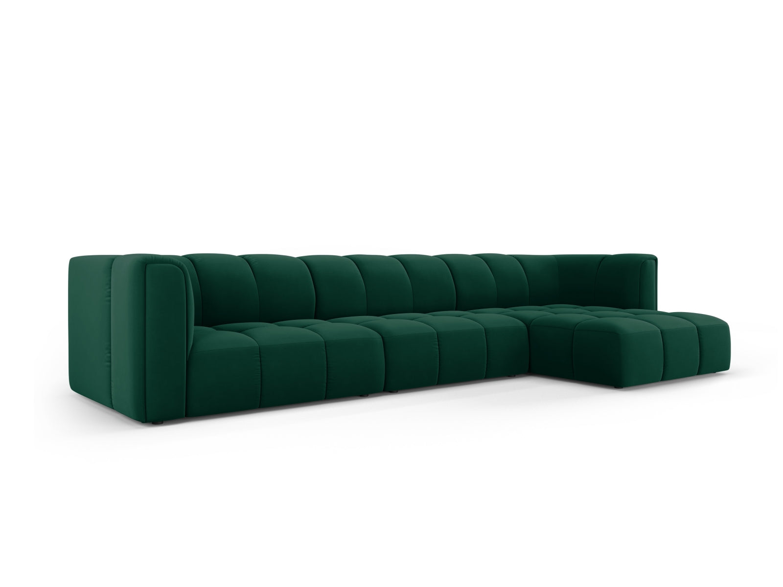 5-Sitzer Modular Ecksofa rechts Moritz in Bottle Green-Bluvel präsentiert im Onlineshop von KAQTU Design AG. Ecksofa rechts ist von Cosmopolitan Design
