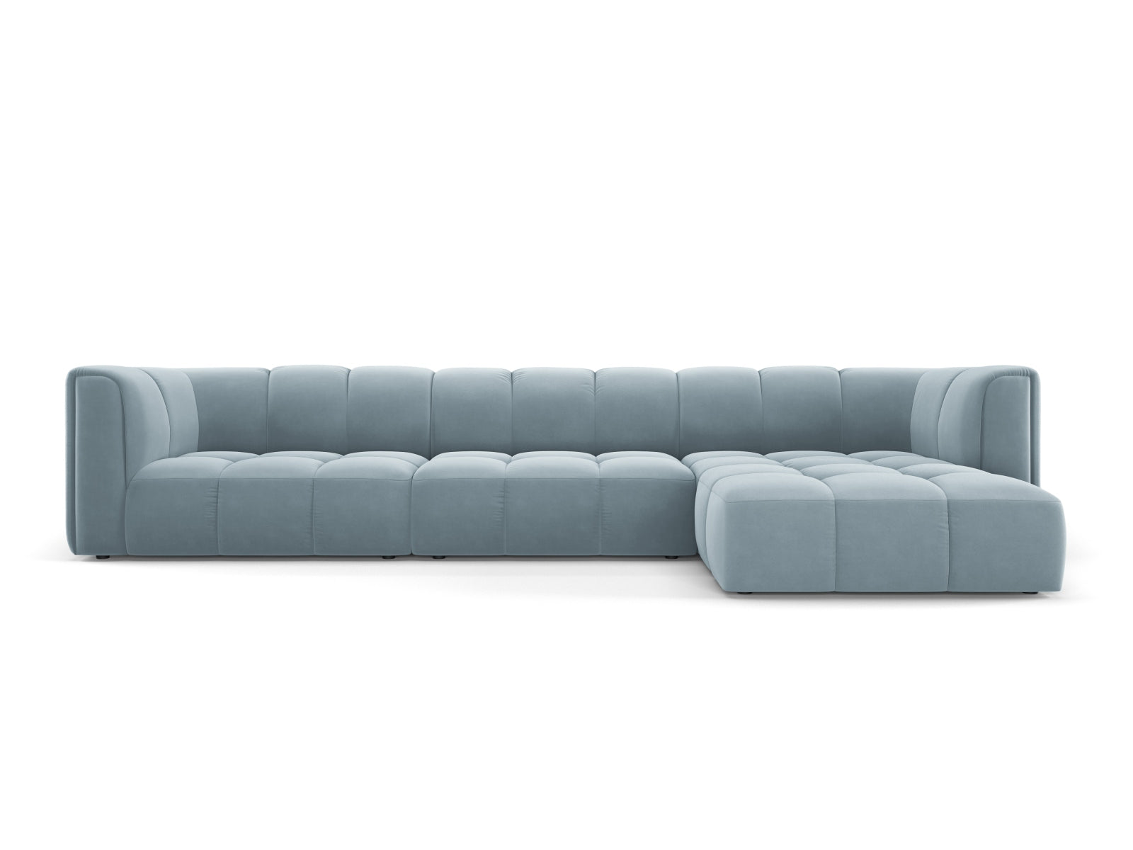 5-Sitzer Modular Ecksofa rechts Moritz in Light Blue-Bluvel präsentiert im Onlineshop von KAQTU Design AG. Ecksofa rechts ist von Cosmopolitan Design