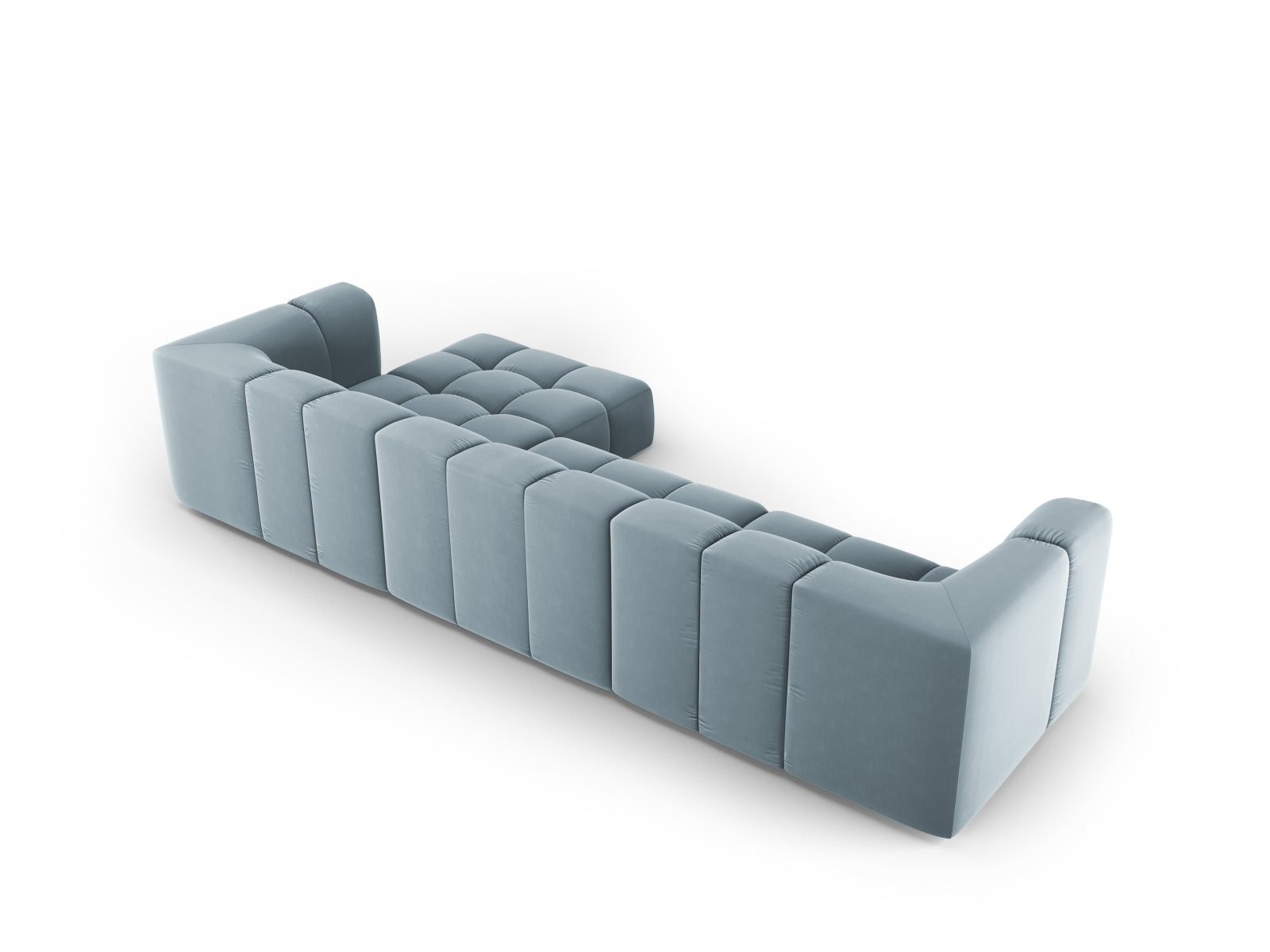 5-Sitzer Modular Ecksofa rechts Moritz in Light Blue-Bluvel präsentiert im Onlineshop von KAQTU Design AG. Ecksofa rechts ist von Cosmopolitan Design