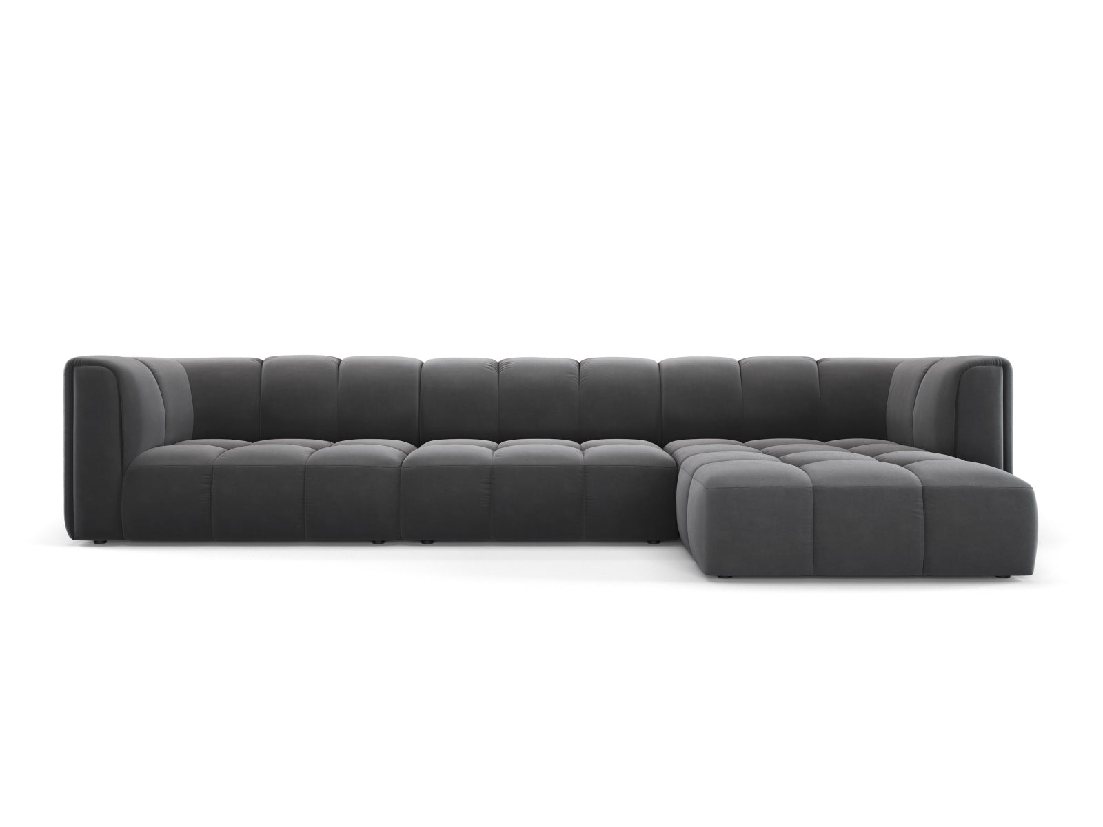 5-Sitzer Modular Ecksofa rechts Moritz in Grey-Bluvel präsentiert im Onlineshop von KAQTU Design AG. Ecksofa rechts ist von Cosmopolitan Design
