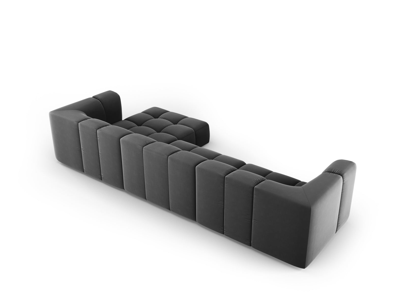5-Sitzer Modular Ecksofa rechts Moritz in Grey-Bluvel präsentiert im Onlineshop von KAQTU Design AG. Ecksofa rechts ist von Cosmopolitan Design