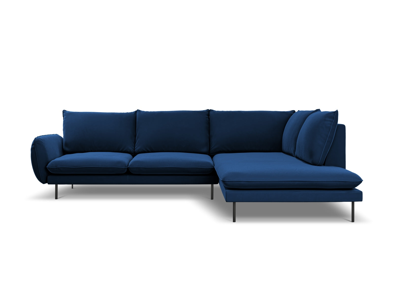 Vienna Velour Ecksofa rechts 6 Sitzer 185cm in Royal Blue/Schwarz-Bluvel präsentiert im Onlineshop von KAQTU Design AG. Ecksofa rechts ist von Cosmopolitan Design