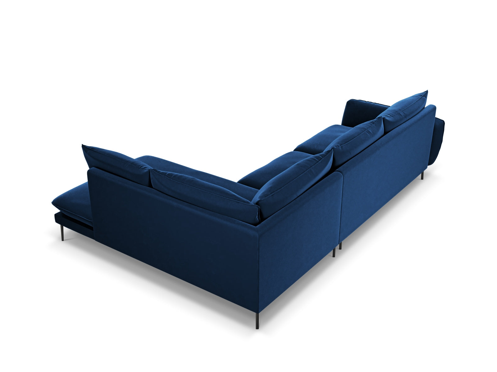 Vienna Velour Ecksofa rechts 6 Sitzer 185cm in Royal Blue/Schwarz-Bluvel präsentiert im Onlineshop von KAQTU Design AG. Ecksofa rechts ist von Cosmopolitan Design