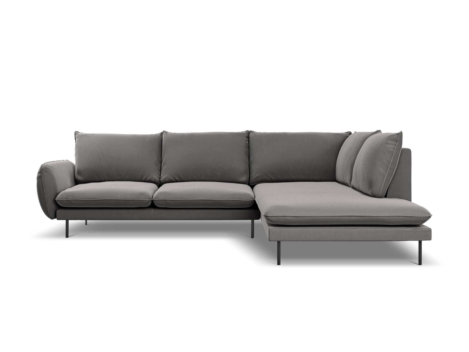 Vienna Velour Ecksofa rechts 6 Sitzer 185cm in Light Grey/Schwarz-Bluvel präsentiert im Onlineshop von KAQTU Design AG. Ecksofa rechts ist von Cosmopolitan Design
