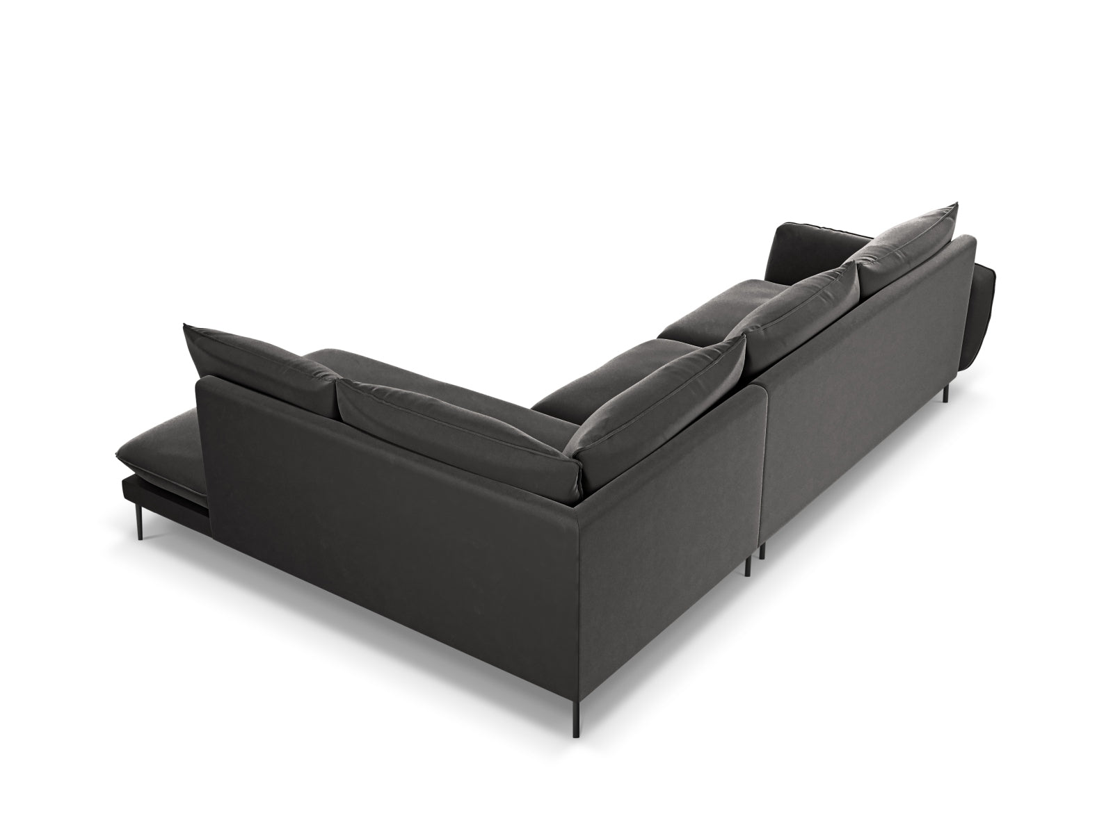 Vienna Velour Ecksofa rechts 6 Sitzer 185cm in Dark Grey/Schwarz-Bluvel präsentiert im Onlineshop von KAQTU Design AG. Ecksofa rechts ist von Cosmopolitan Design