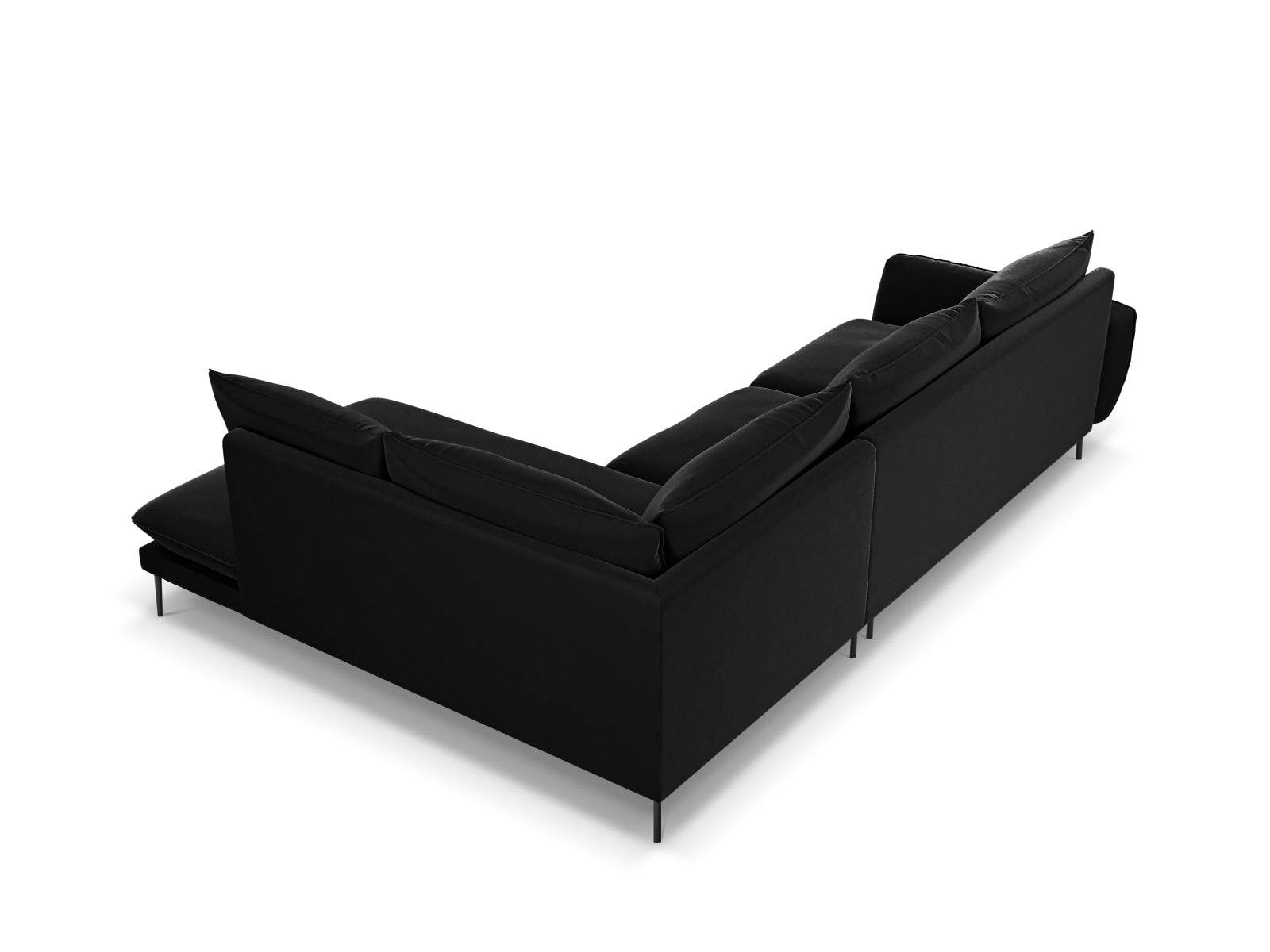 Vienna Velour Ecksofa rechts 6 Sitzer 185cm in Black/Schwarz-Bluvel präsentiert im Onlineshop von KAQTU Design AG. Ecksofa rechts ist von Cosmopolitan Design