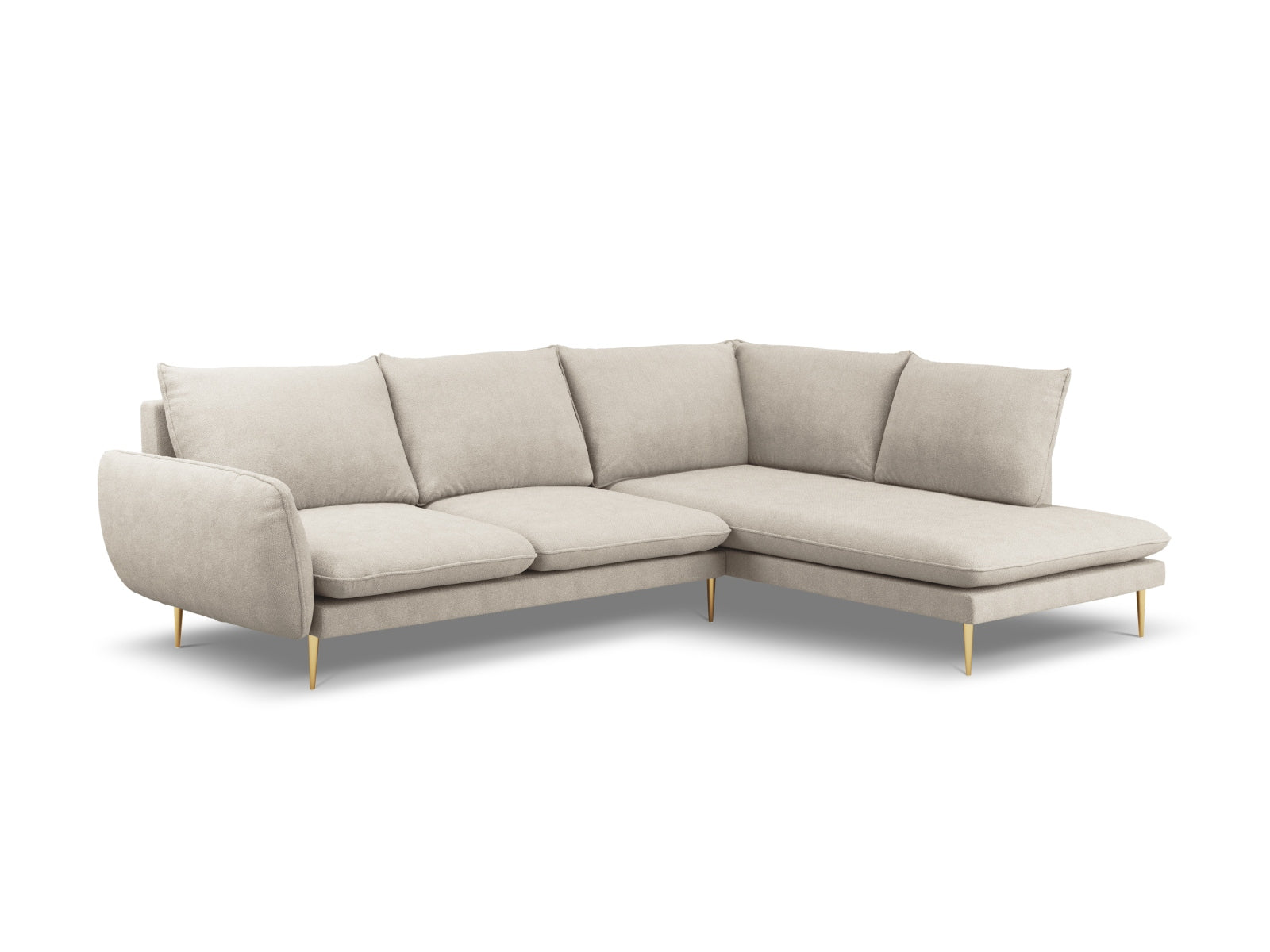 Vienna Ecksofa rechts 6 Sitzer 185cm in Light Beige/Gold-Positano präsentiert im Onlineshop von KAQTU Design AG. Ecksofa rechts ist von Cosmopolitan Design