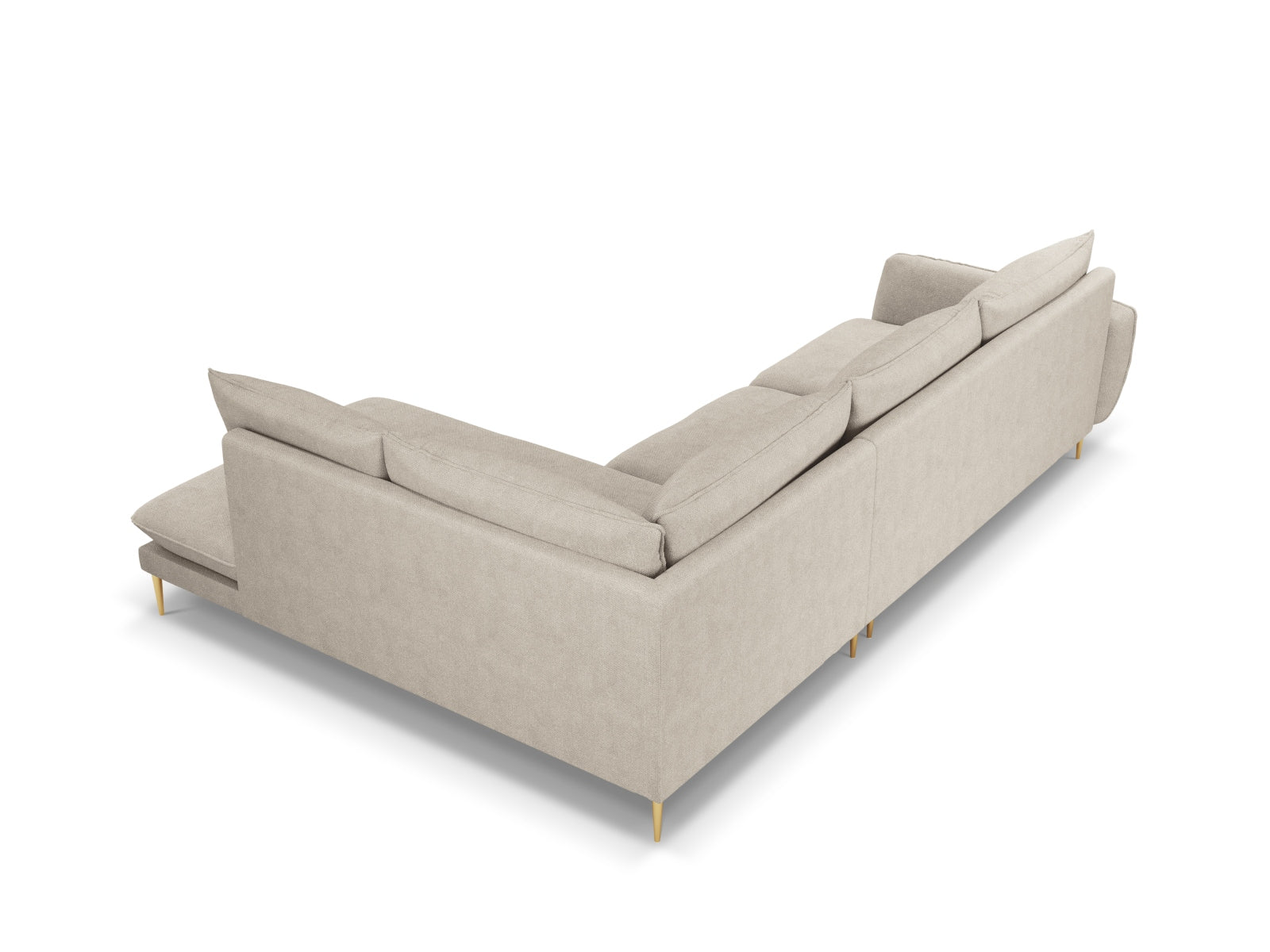 Vienna Ecksofa rechts 6 Sitzer 185cm in Light Beige/Gold-Positano präsentiert im Onlineshop von KAQTU Design AG. Ecksofa rechts ist von Cosmopolitan Design