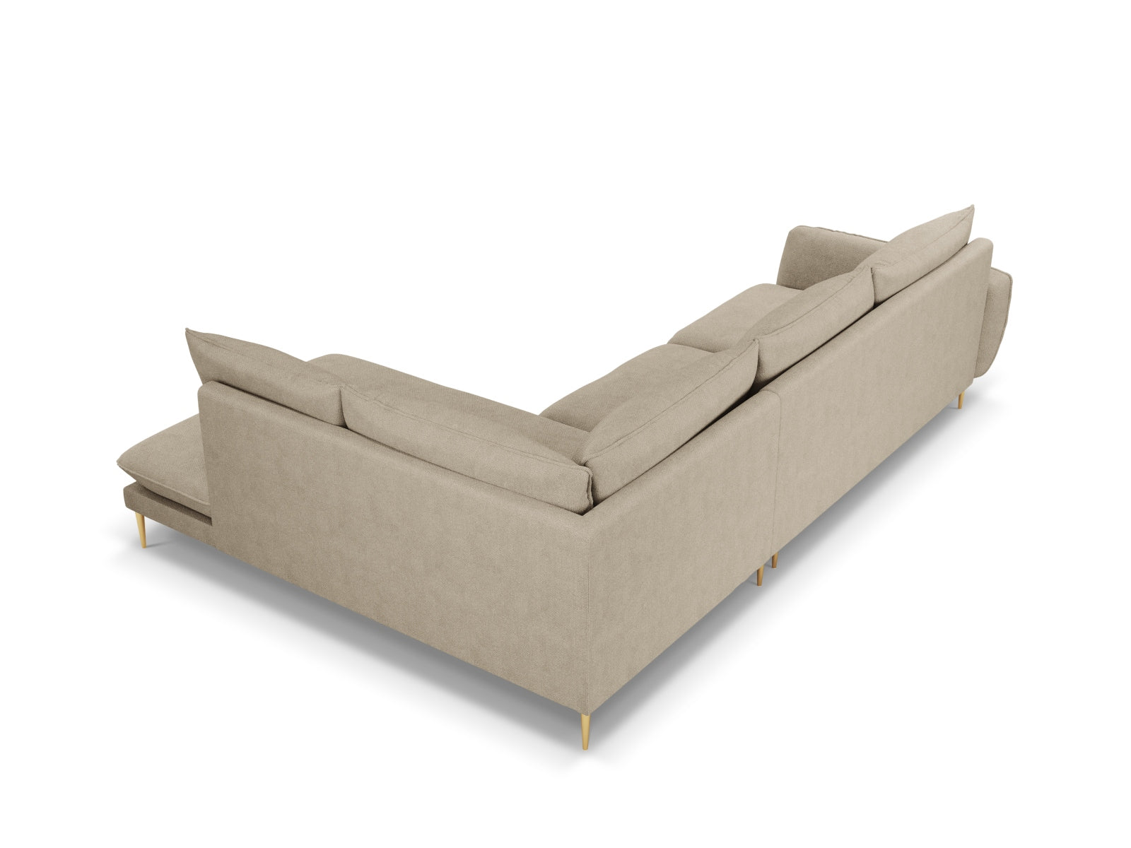 Vienna Ecksofa rechts 6 Sitzer 185cm in Beige/Gold-Positano präsentiert im Onlineshop von KAQTU Design AG. Ecksofa rechts ist von Cosmopolitan Design