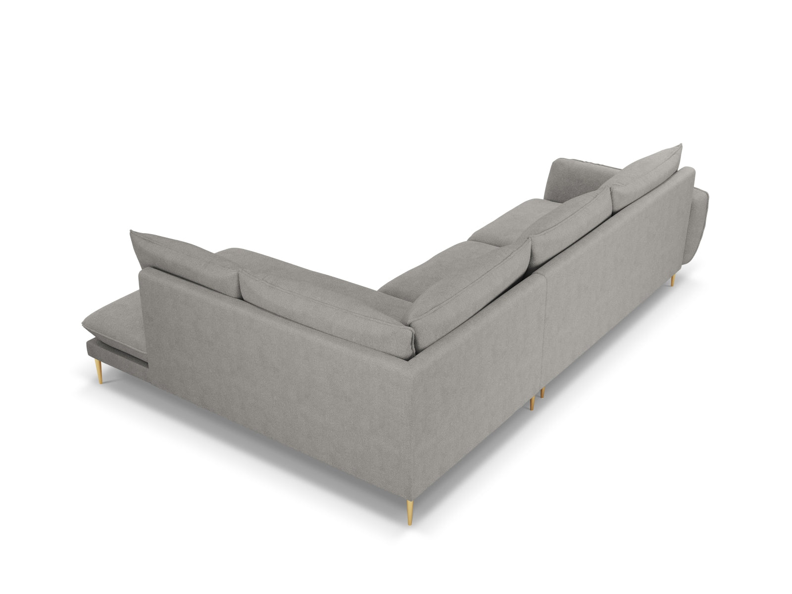 Vienna Ecksofa rechts 6 Sitzer 185cm in Light Grey/Gold-Asgard/ Positano präsentiert im Onlineshop von KAQTU Design AG. Ecksofa rechts ist von Cosmopolitan Design