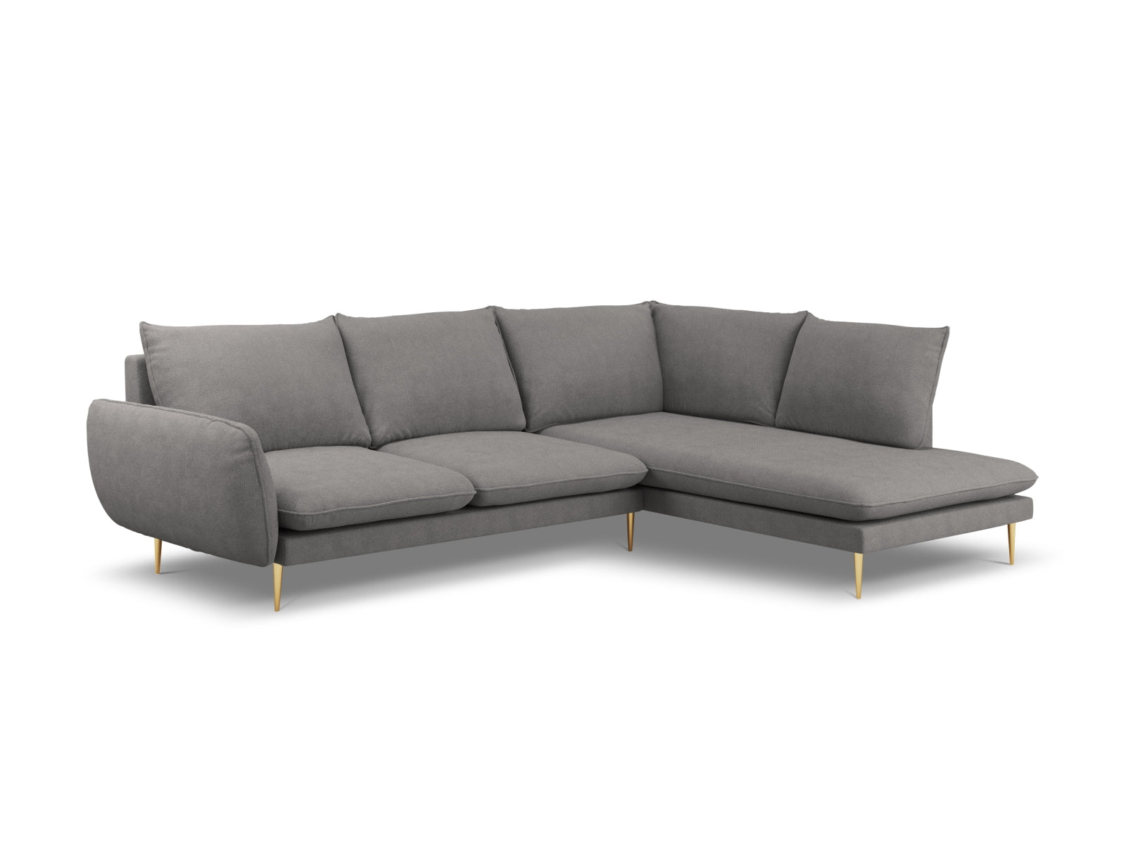 Vienna Ecksofa rechts 6 Sitzer 185cm in Dark Grey/Gold-Positano präsentiert im Onlineshop von KAQTU Design AG. Ecksofa rechts ist von Cosmopolitan Design