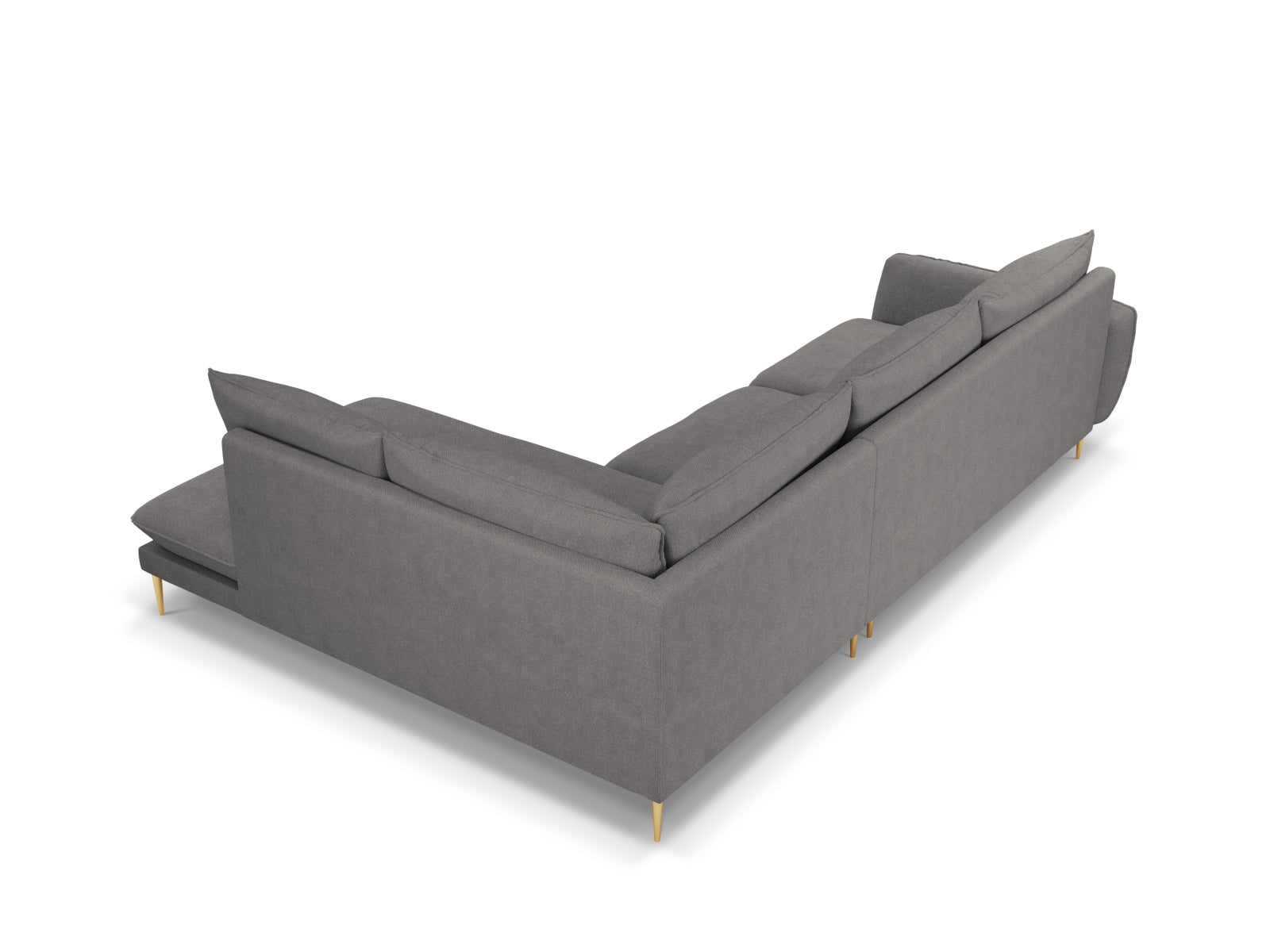 Vienna Ecksofa rechts 6 Sitzer 185cm in Dark Grey/Gold-Positano präsentiert im Onlineshop von KAQTU Design AG. Ecksofa rechts ist von Cosmopolitan Design