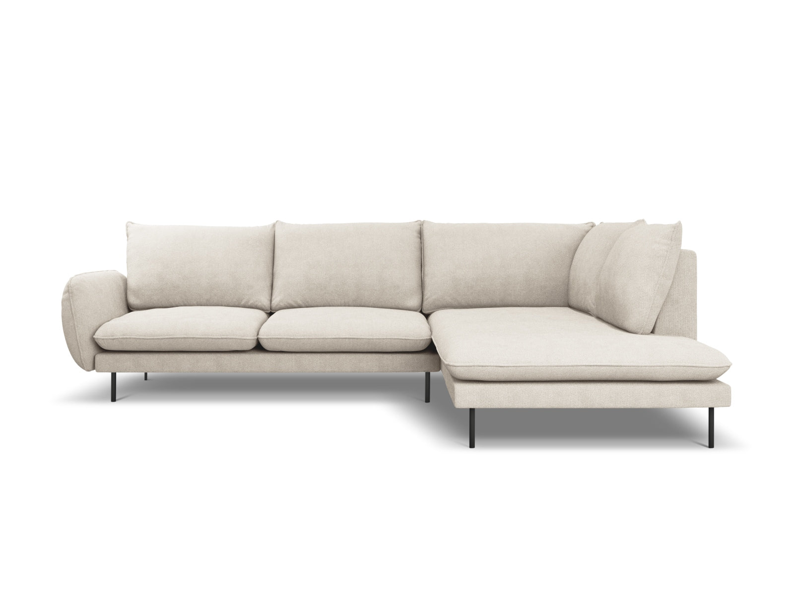Vienna Ecksofa rechts 6 Sitzer 185cm in Light Beige/Schwarz-Positano präsentiert im Onlineshop von KAQTU Design AG. Ecksofa rechts ist von Cosmopolitan Design