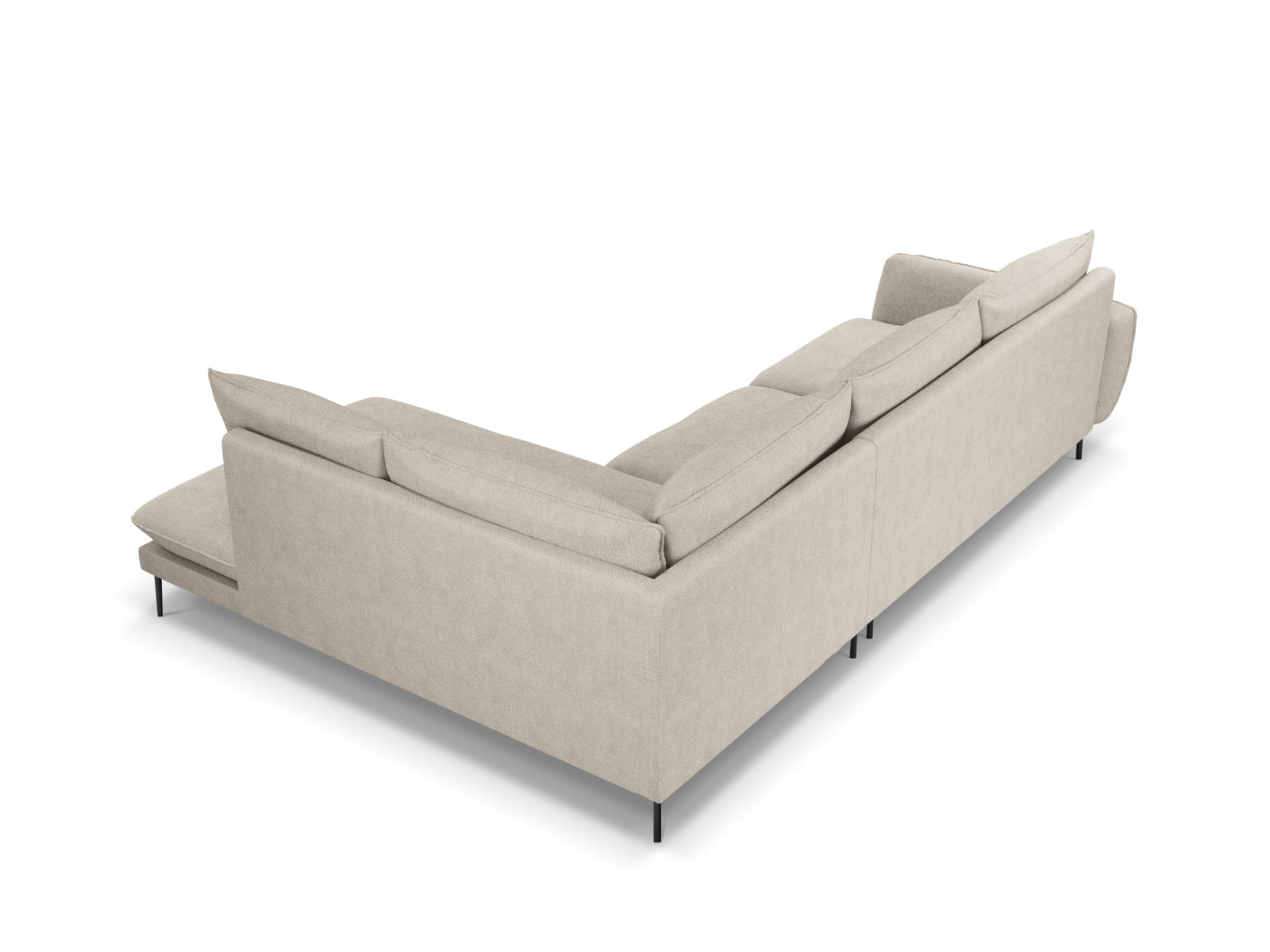 Vienna Ecksofa rechts 6 Sitzer 185cm in Light Beige/Schwarz-Positano präsentiert im Onlineshop von KAQTU Design AG. Ecksofa rechts ist von Cosmopolitan Design