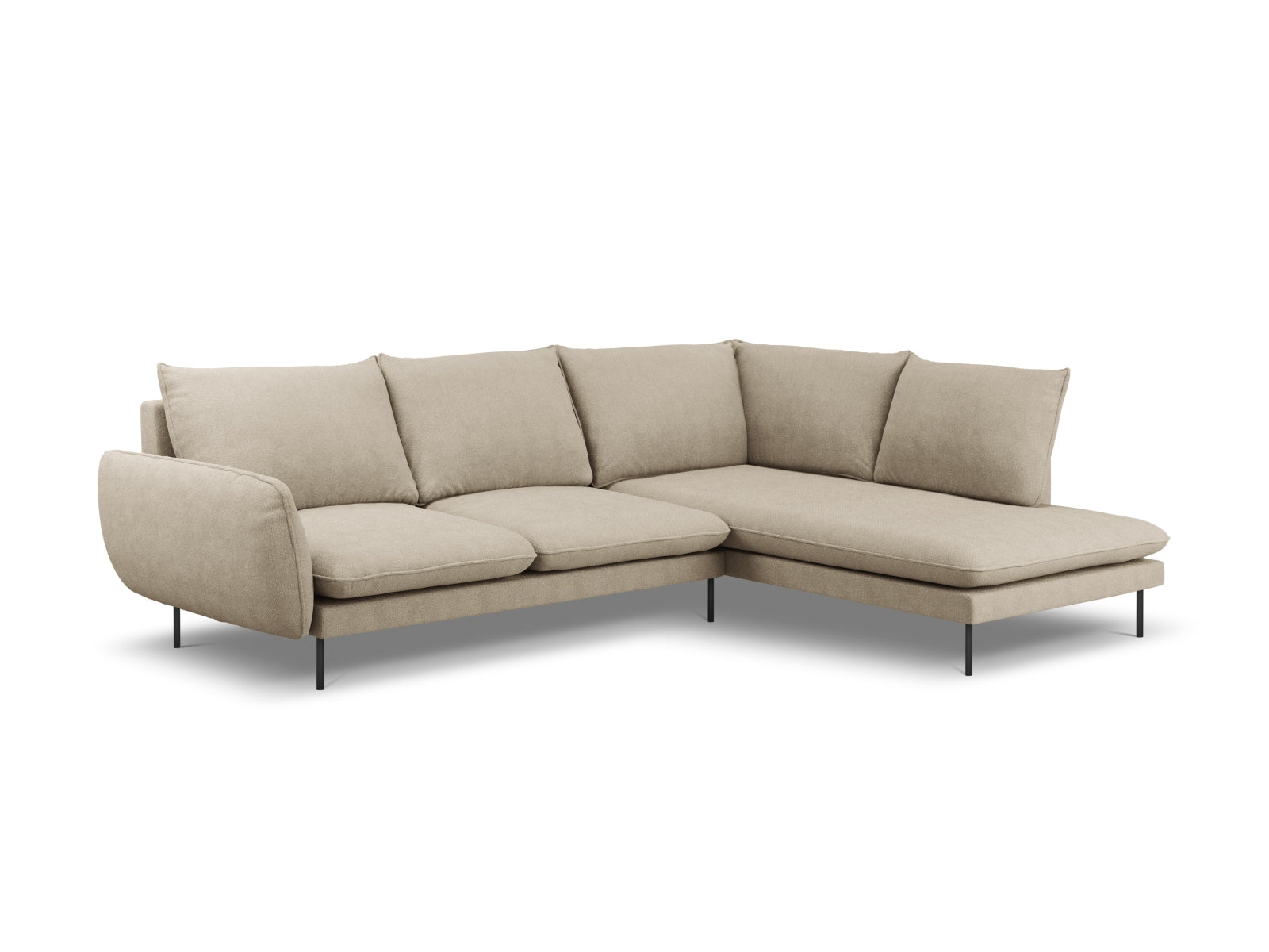 Vienna Ecksofa rechts 6 Sitzer 185cm in Beige/Schwarz-Positano präsentiert im Onlineshop von KAQTU Design AG. Ecksofa rechts ist von Cosmopolitan Design