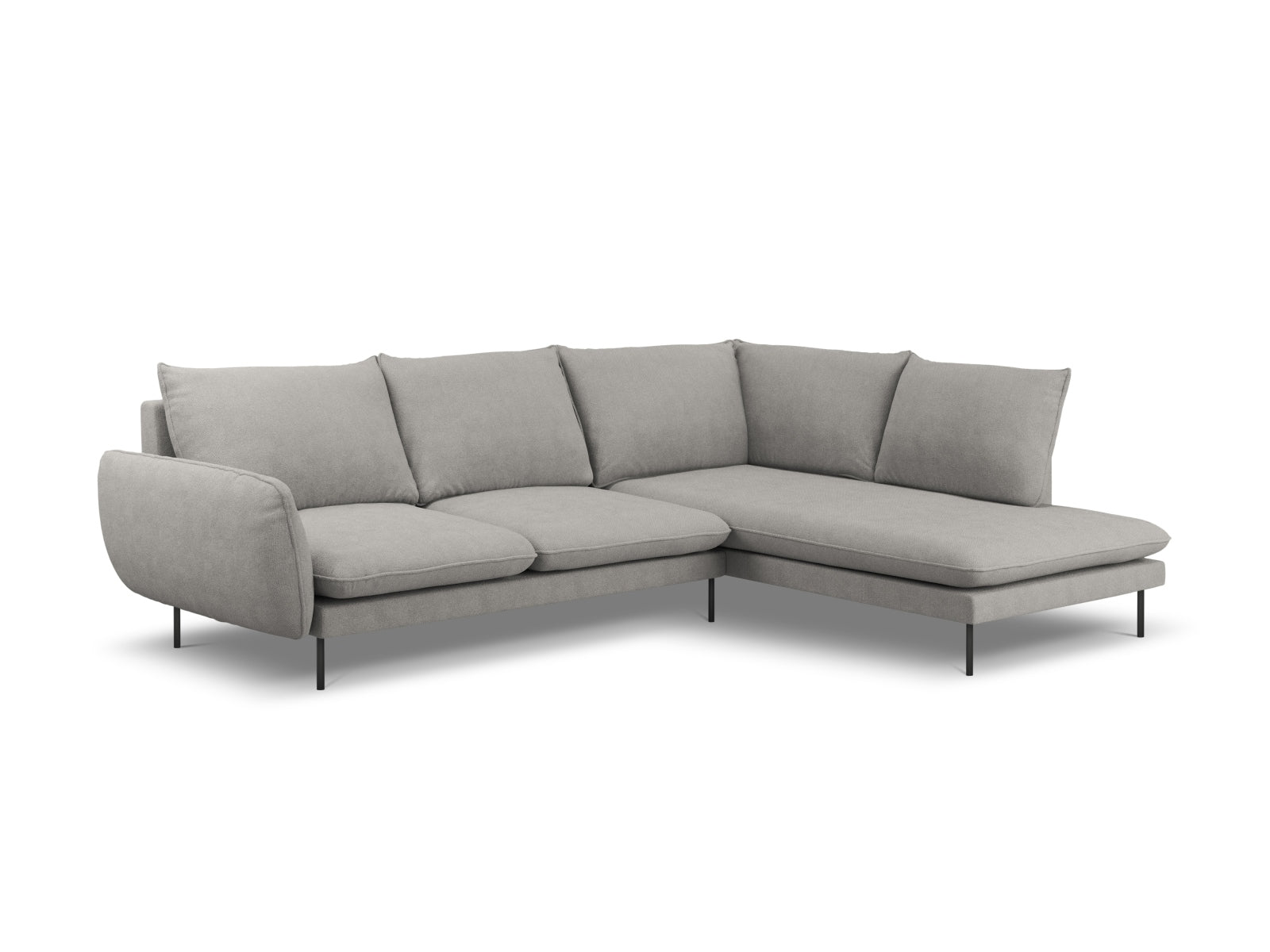 Vienna Ecksofa rechts 6 Sitzer 185cm in Light Grey/Schwarz-Asgard/ Positano präsentiert im Onlineshop von KAQTU Design AG. Ecksofa rechts ist von Cosmopolitan Design