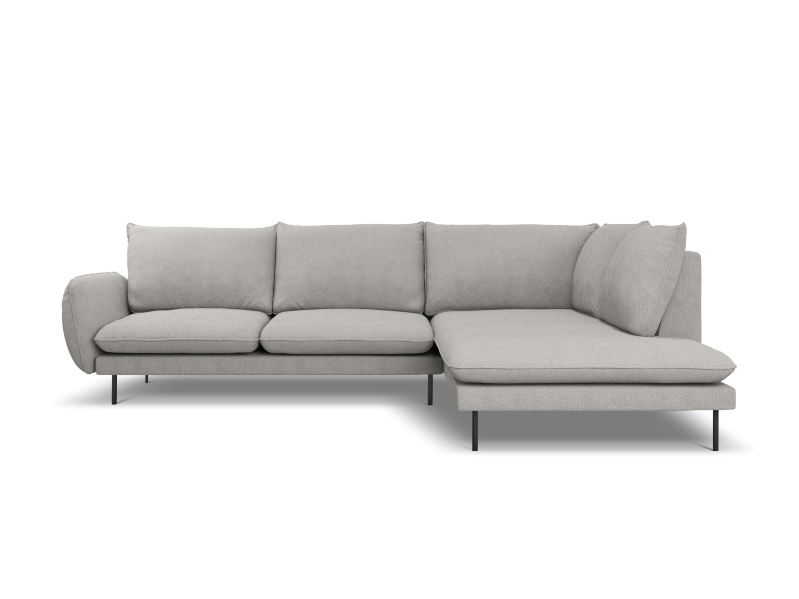 Vienna Ecksofa rechts 6 Sitzer 185cm in Light Grey/Schwarz-Asgard/ Positano präsentiert im Onlineshop von KAQTU Design AG. Ecksofa rechts ist von Cosmopolitan Design