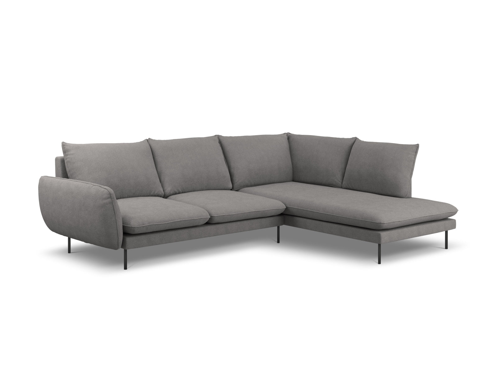 Vienna Ecksofa rechts 6 Sitzer 185cm in Dark Grey/Schwarz-Positano präsentiert im Onlineshop von KAQTU Design AG. Ecksofa rechts ist von Cosmopolitan Design