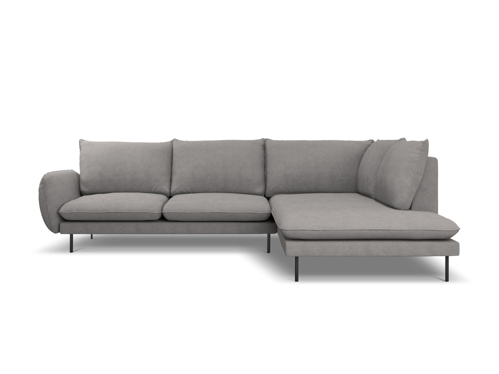 Vienna Ecksofa rechts 6 Sitzer 185cm in Dark Grey/Schwarz-Positano präsentiert im Onlineshop von KAQTU Design AG. Ecksofa rechts ist von Cosmopolitan Design