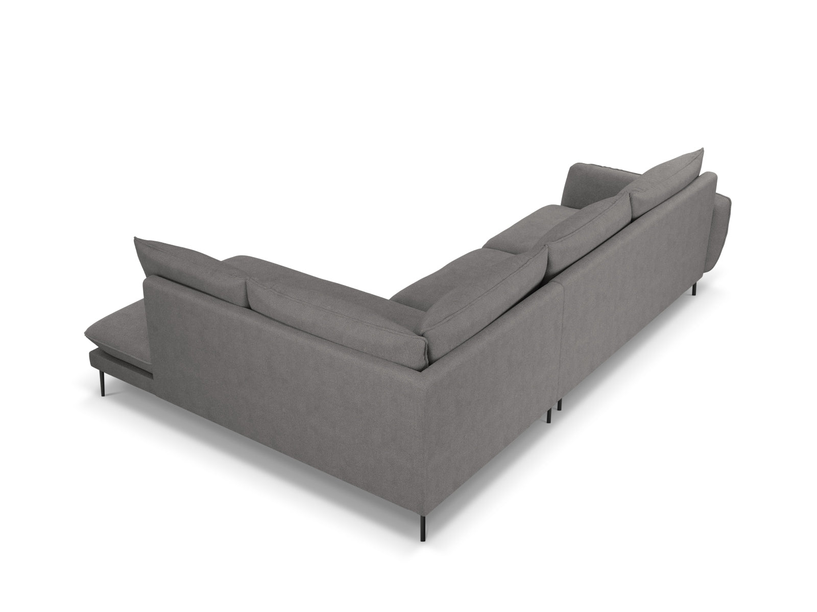 Vienna Ecksofa rechts 6 Sitzer 185cm in Dark Grey/Schwarz-Positano präsentiert im Onlineshop von KAQTU Design AG. Ecksofa rechts ist von Cosmopolitan Design