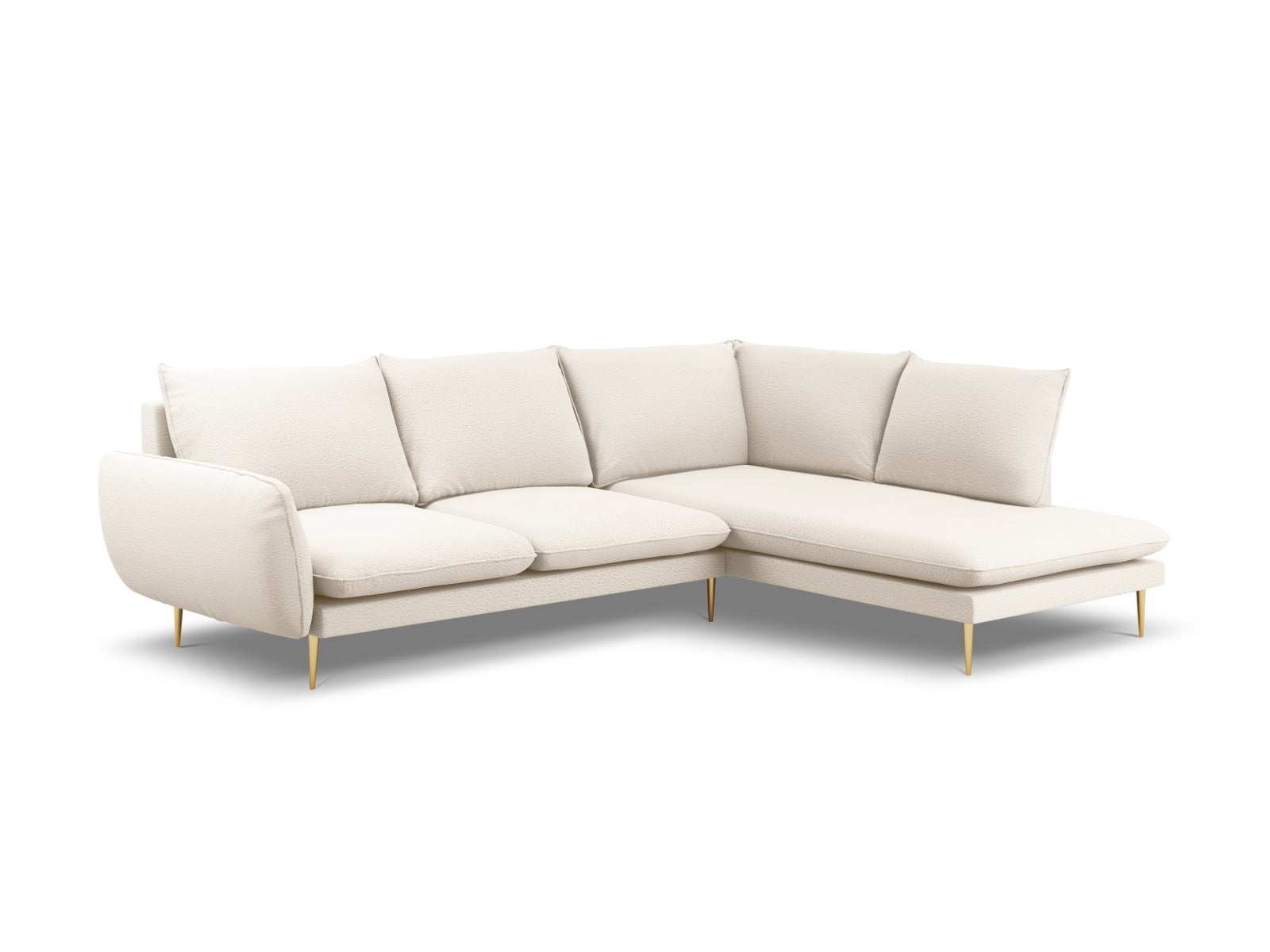 Vienna Boucle Ecksofa rechts 6 Sitzer 185cm in Beige/Gold-Ascot präsentiert im Onlineshop von KAQTU Design AG. L-Sofa rechts ist von Cosmopolitan Design
