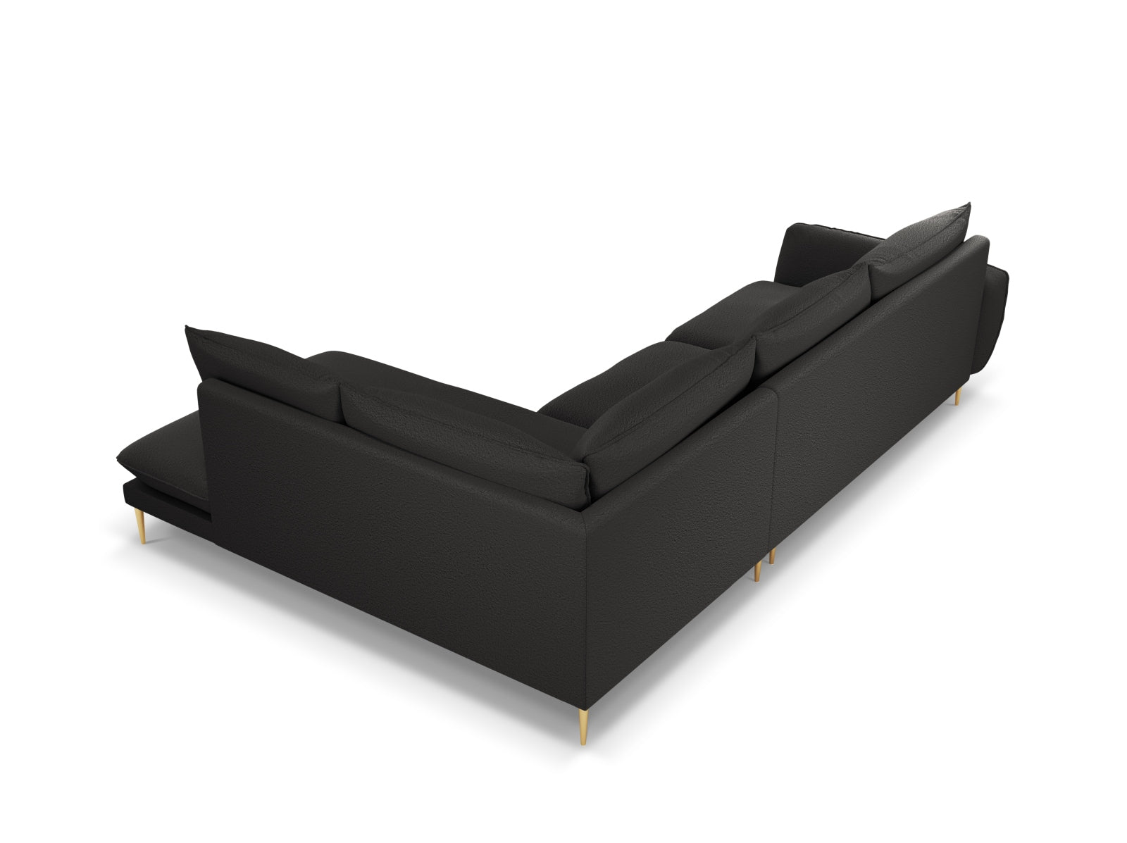 Vienna Boucle Ecksofa rechts 6 Sitzer 185cm in Black/Gold-Ascot präsentiert im Onlineshop von KAQTU Design AG. L-Sofa rechts ist von Cosmopolitan Design