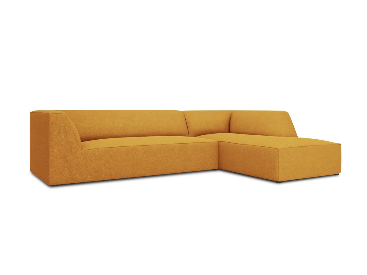 Modulares Ecksofa Siena in Light Grey-Ottawa mit Récamiere, Massivholzrahmen und schwarzen Kunststoffbeinen, 4-Sitzer, Breite 273 cm.