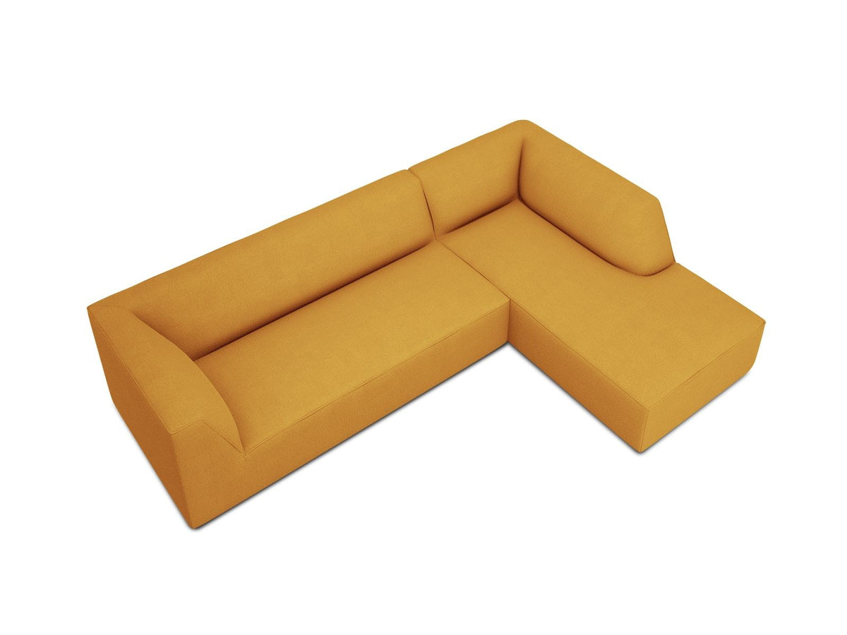 Modulares Ecksofa Siena in Light Grey-Ottawa mit Récamiere, Massivholzrahmen und schwarzen Kunststoffbeinen, 4-Sitzer, Breite 273 cm.