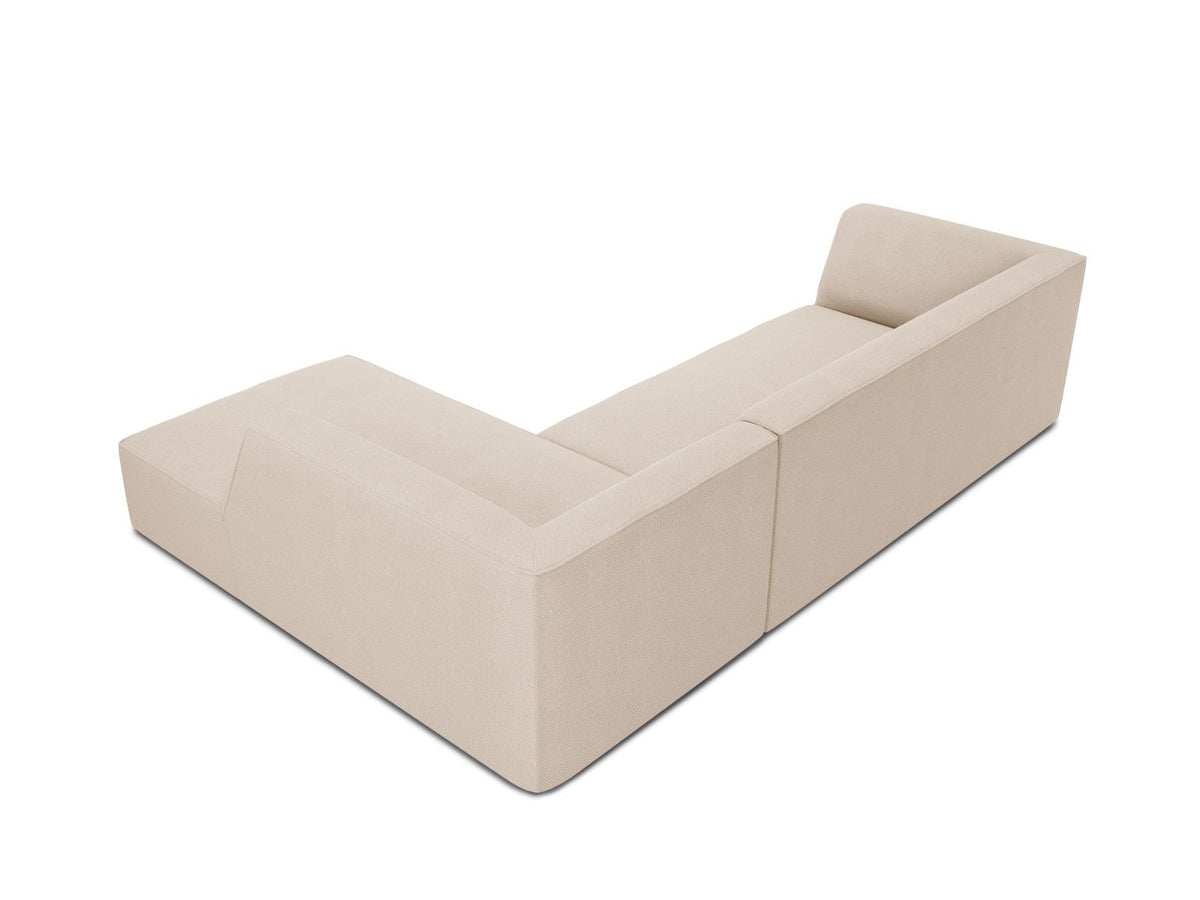 Modulares Ecksofa Siena in Light Grey-Ottawa mit Récamiere, Massivholzrahmen und schwarzen Kunststoffbeinen, 4-Sitzer, Breite 273 cm.
