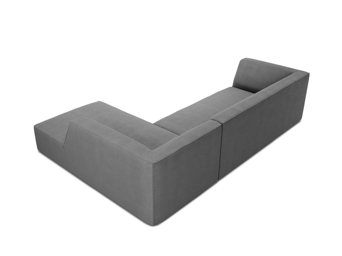Modulares Ecksofa Siena in Light Grey-Ottawa mit Récamiere, Massivholzrahmen und schwarzen Kunststoffbeinen, 4-Sitzer, Breite 273 cm.