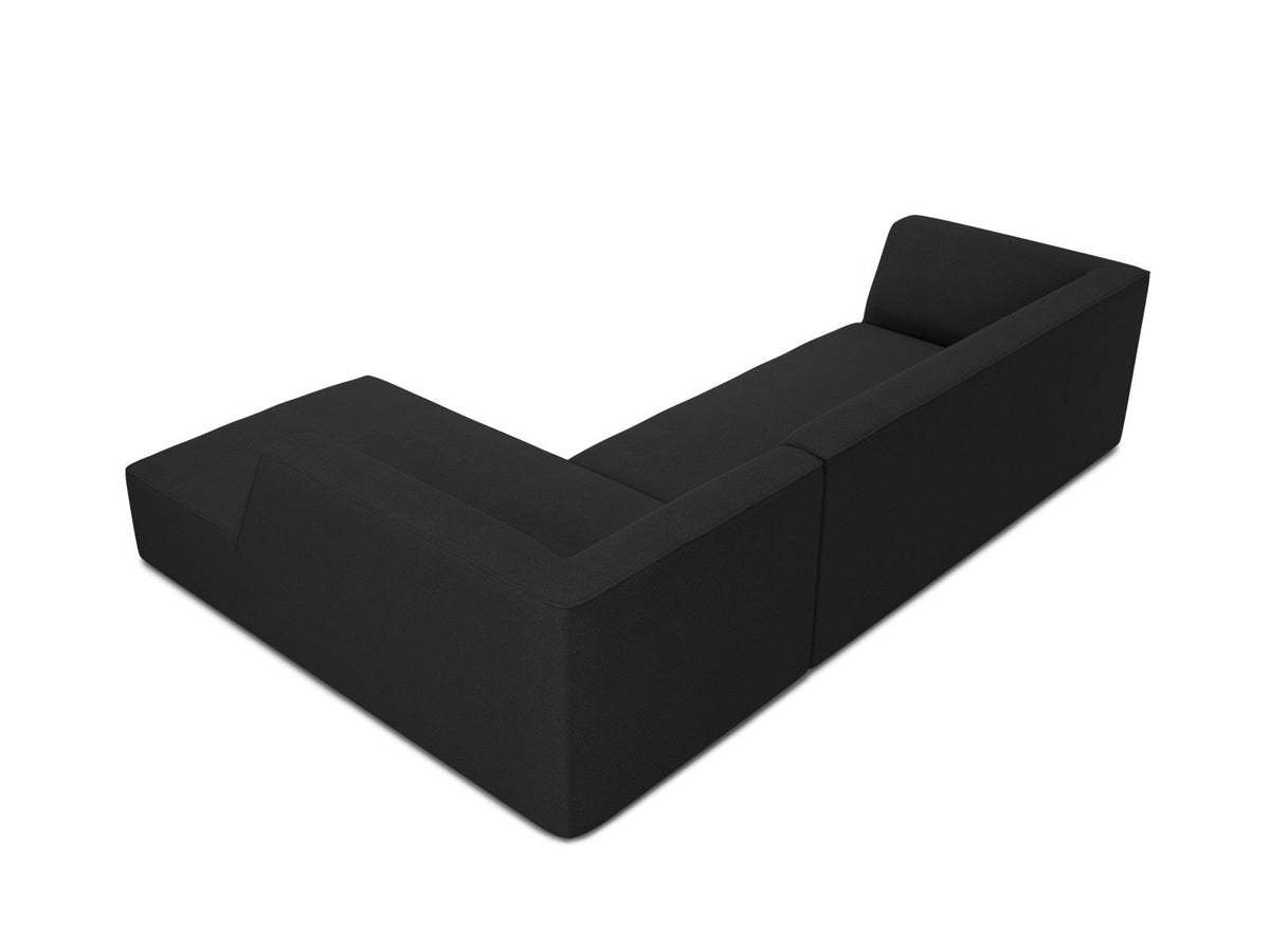 Modulares Ecksofa Siena in Light Grey-Ottawa mit Récamiere, Massivholzrahmen und schwarzen Kunststoffbeinen, 4-Sitzer, Breite 273 cm.